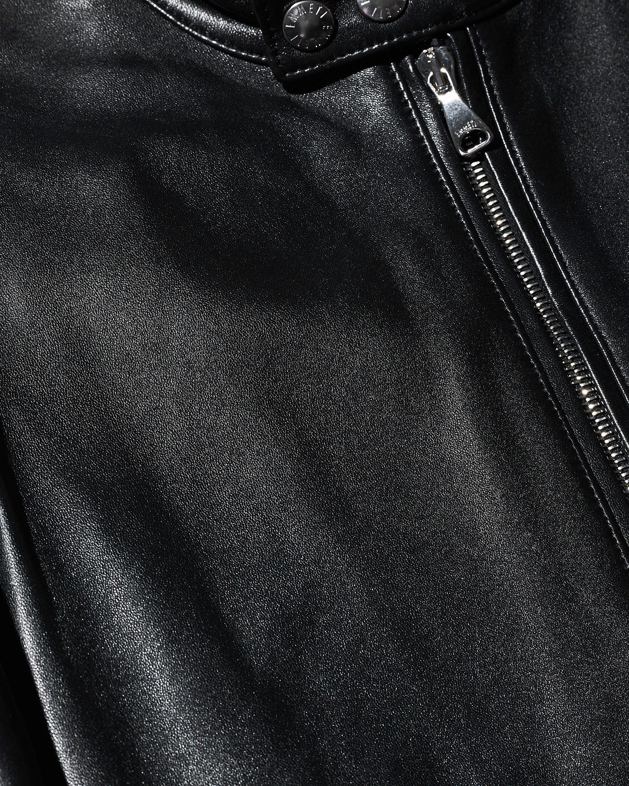 H UOMO(アッカウォモ) シルバーZIP ナッパチェラータ ラムレザーシングルライダース /ブラック