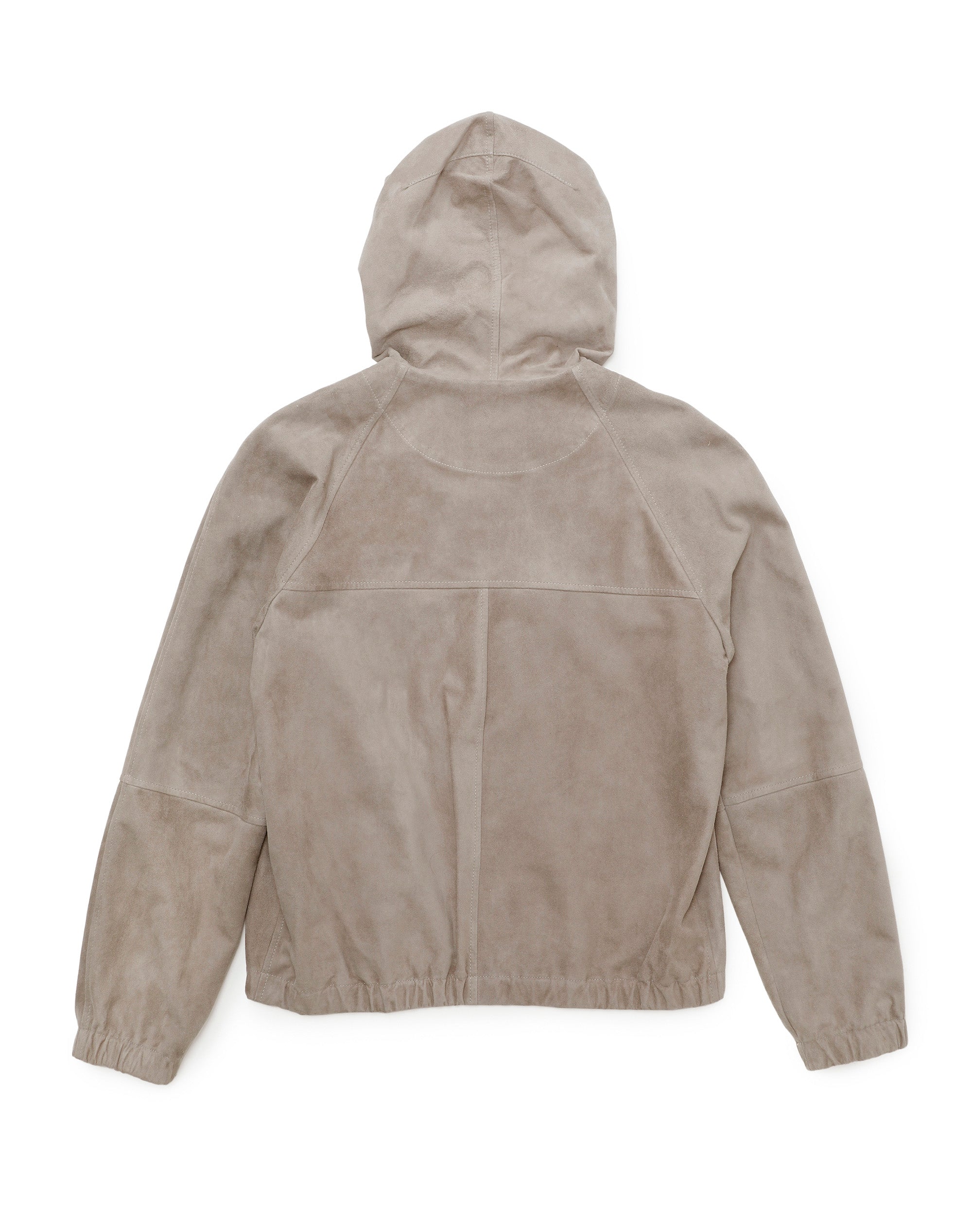 JAYDON SFOD (Jaydon Sfoderata) con ZIP argento in pelle scamosciata di capra sfoderata, con cappuccio / Greige