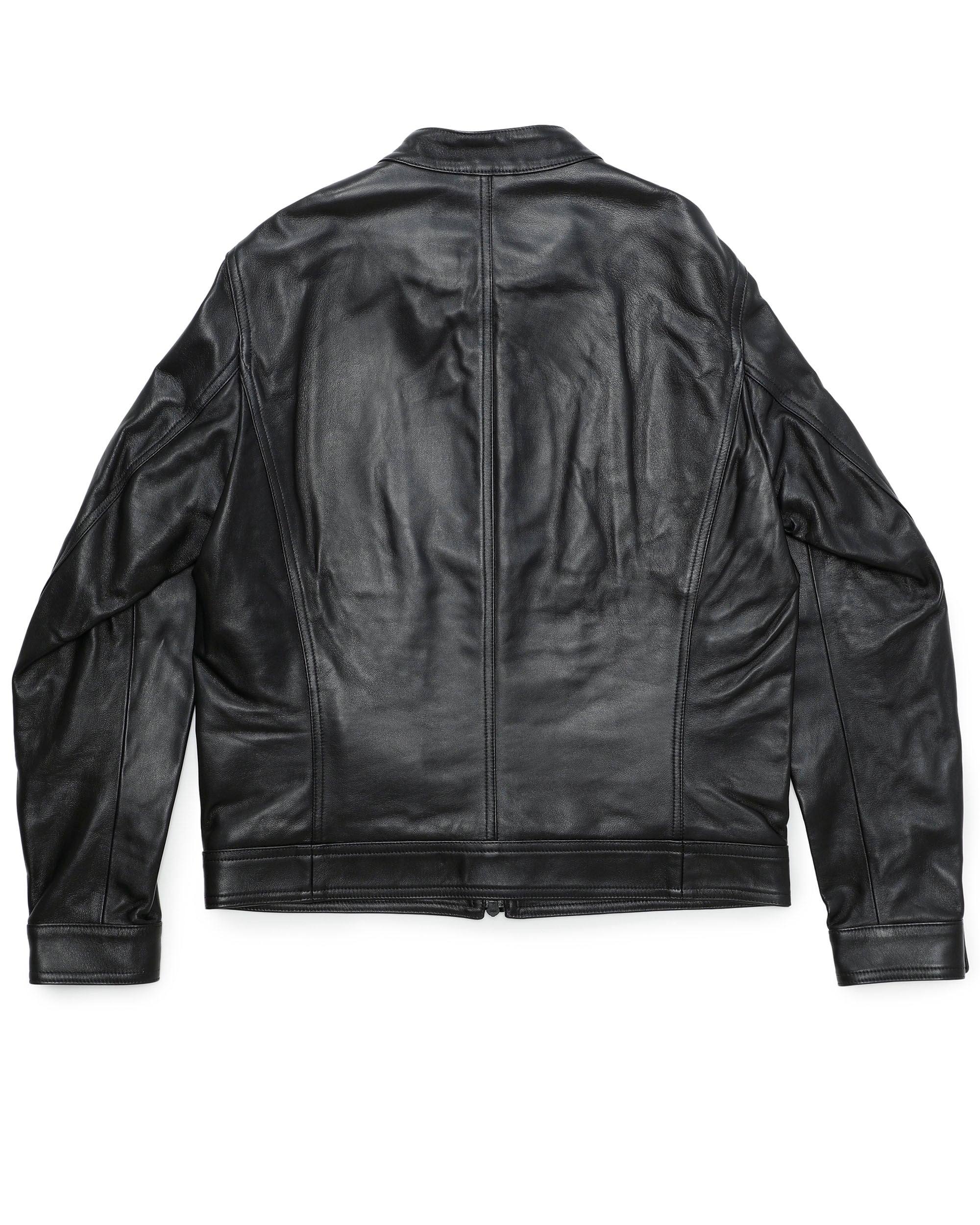 JURI(ユリ) マットブラックZIP ナッパチェラータ ラムレザーシングルライダース / ブラック