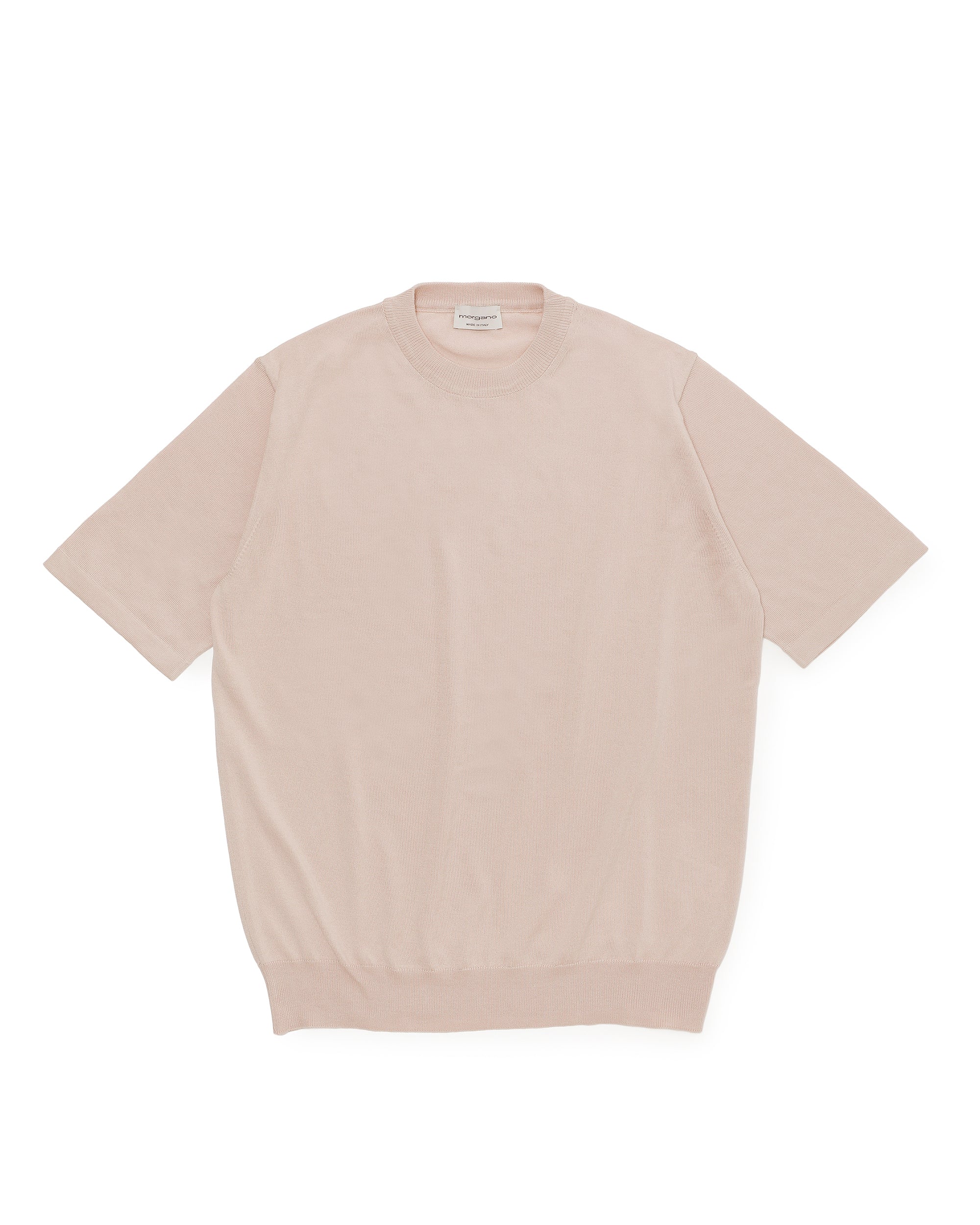 morgano - GIZAコットン クルーネックニット S/S / ベージュ