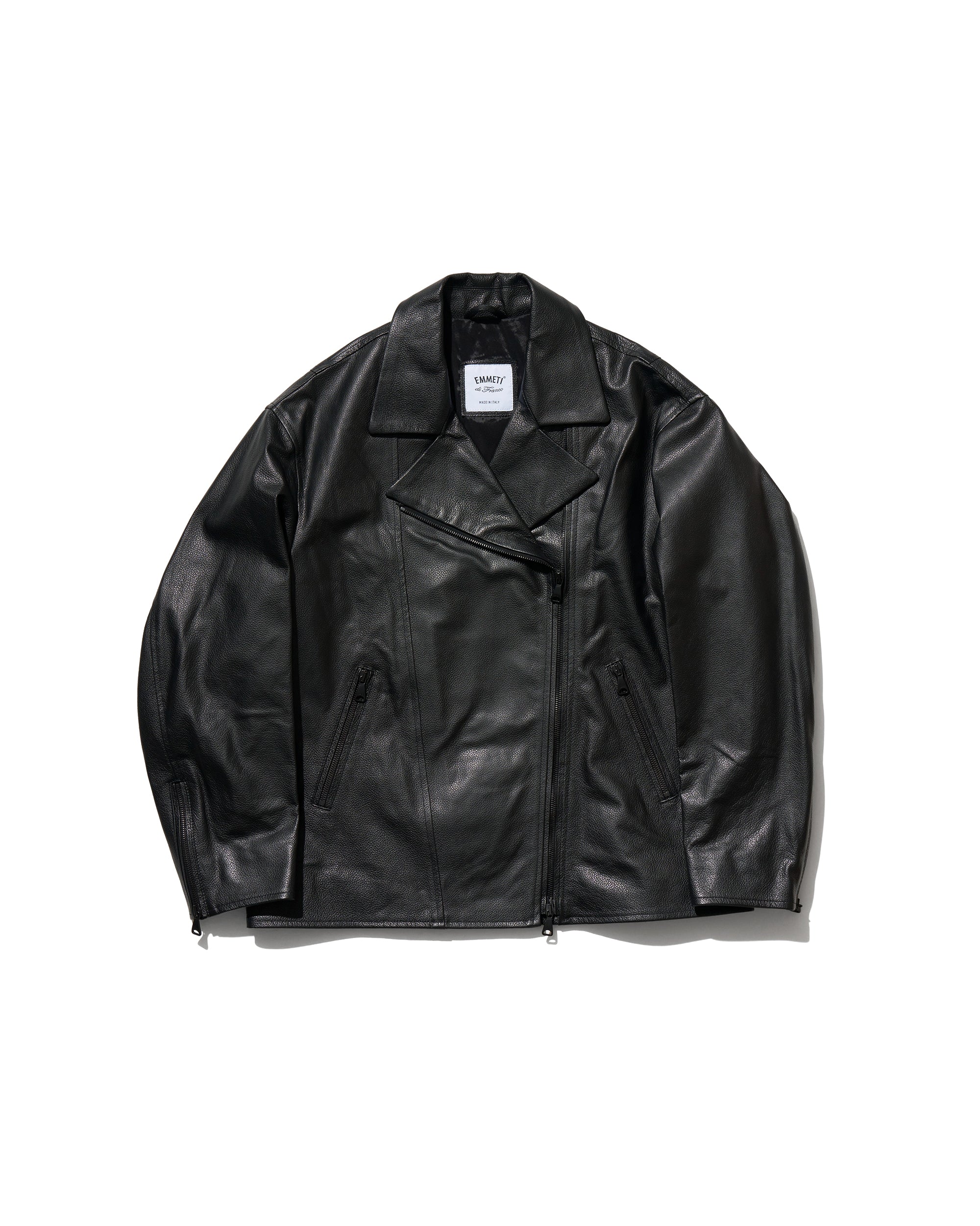 【坪田あさみコラボ】BELLA(ベラ)マッドブラックZIP カーフレザーダブルライダース