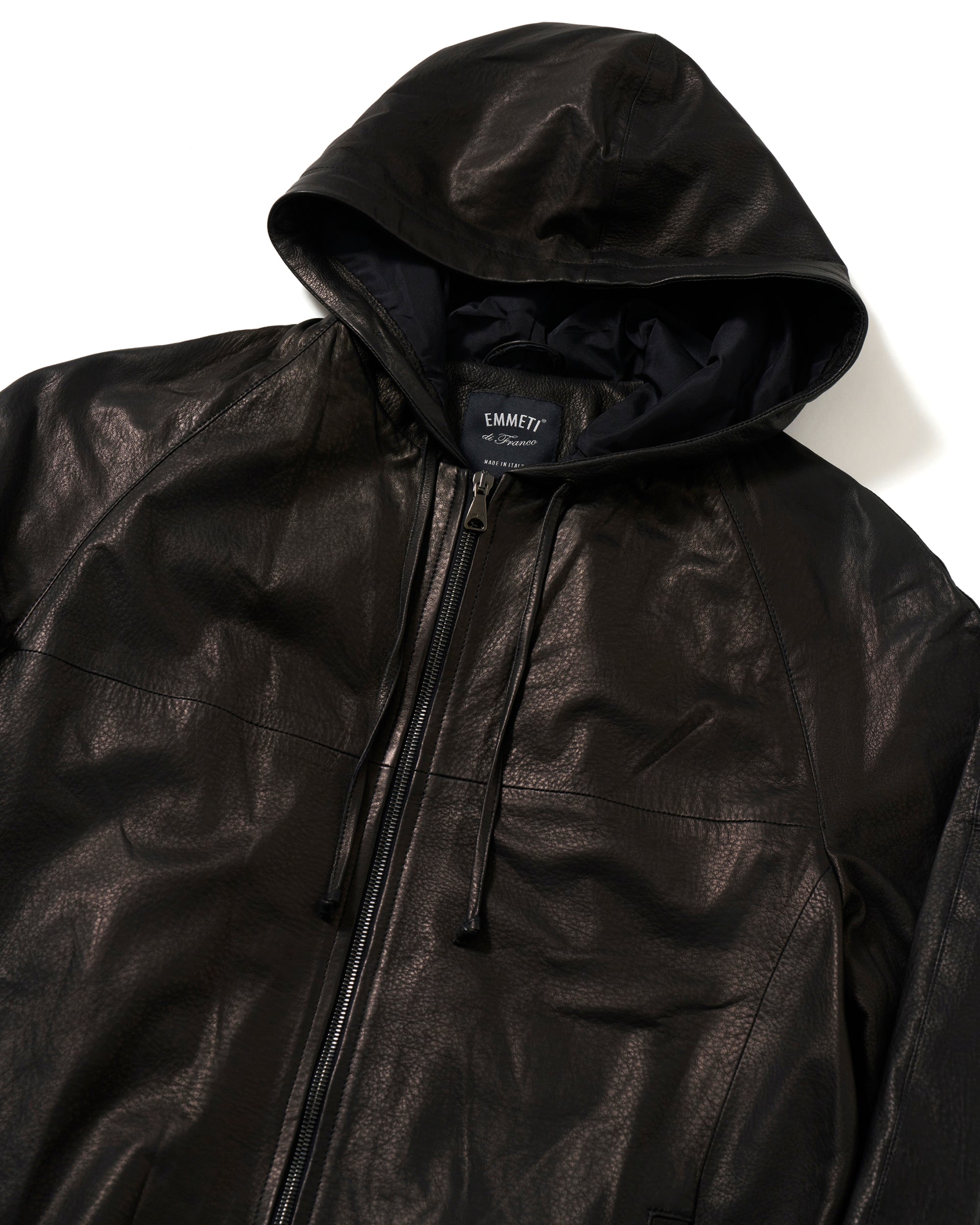 BILL(ビル) ガンメタルZIP ナッパマンガ ラムレザーフーディー / ブラック