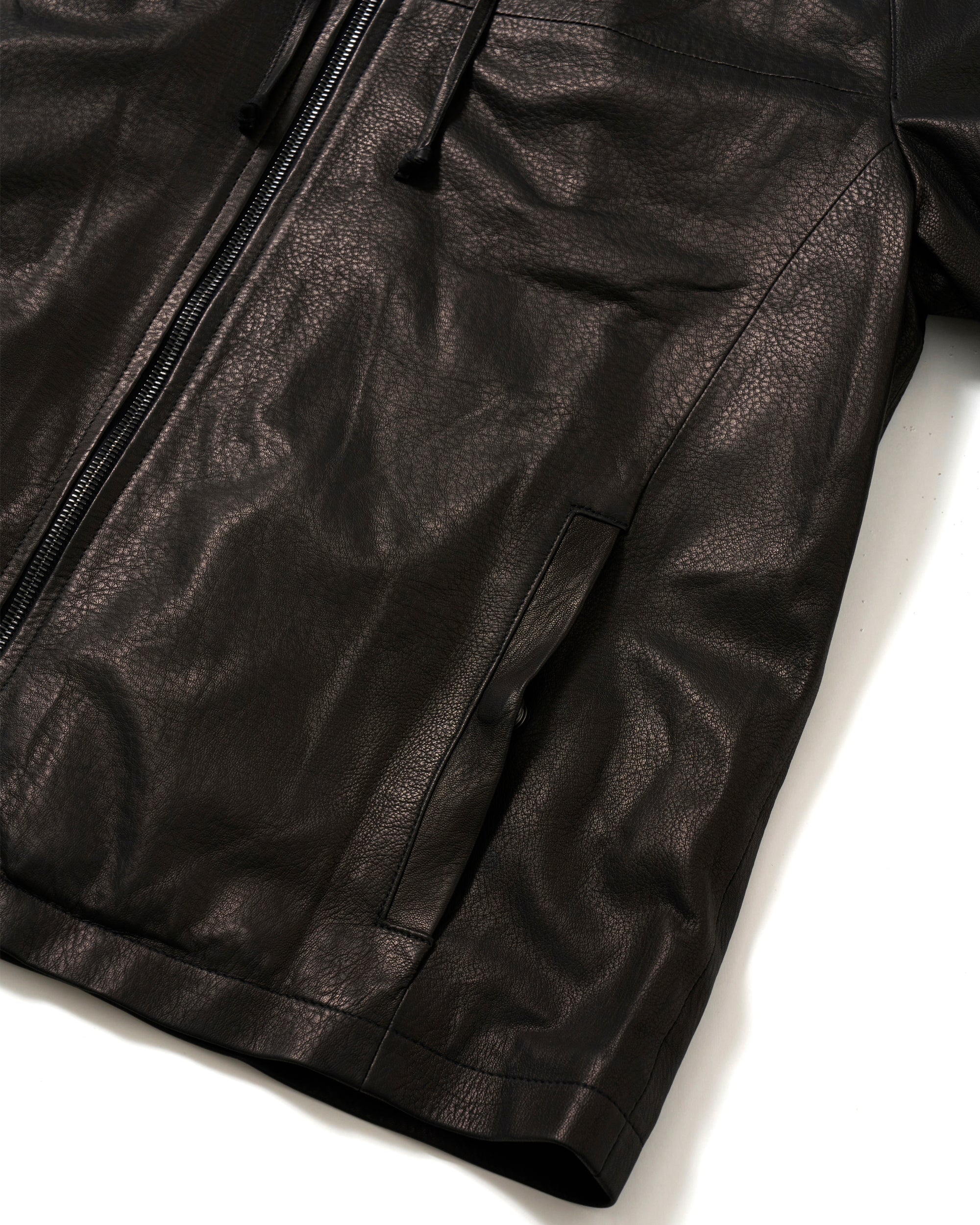 BILL(ビル) ガンメタルZIP ナッパマンガ ラムレザーフーディー / ブラック