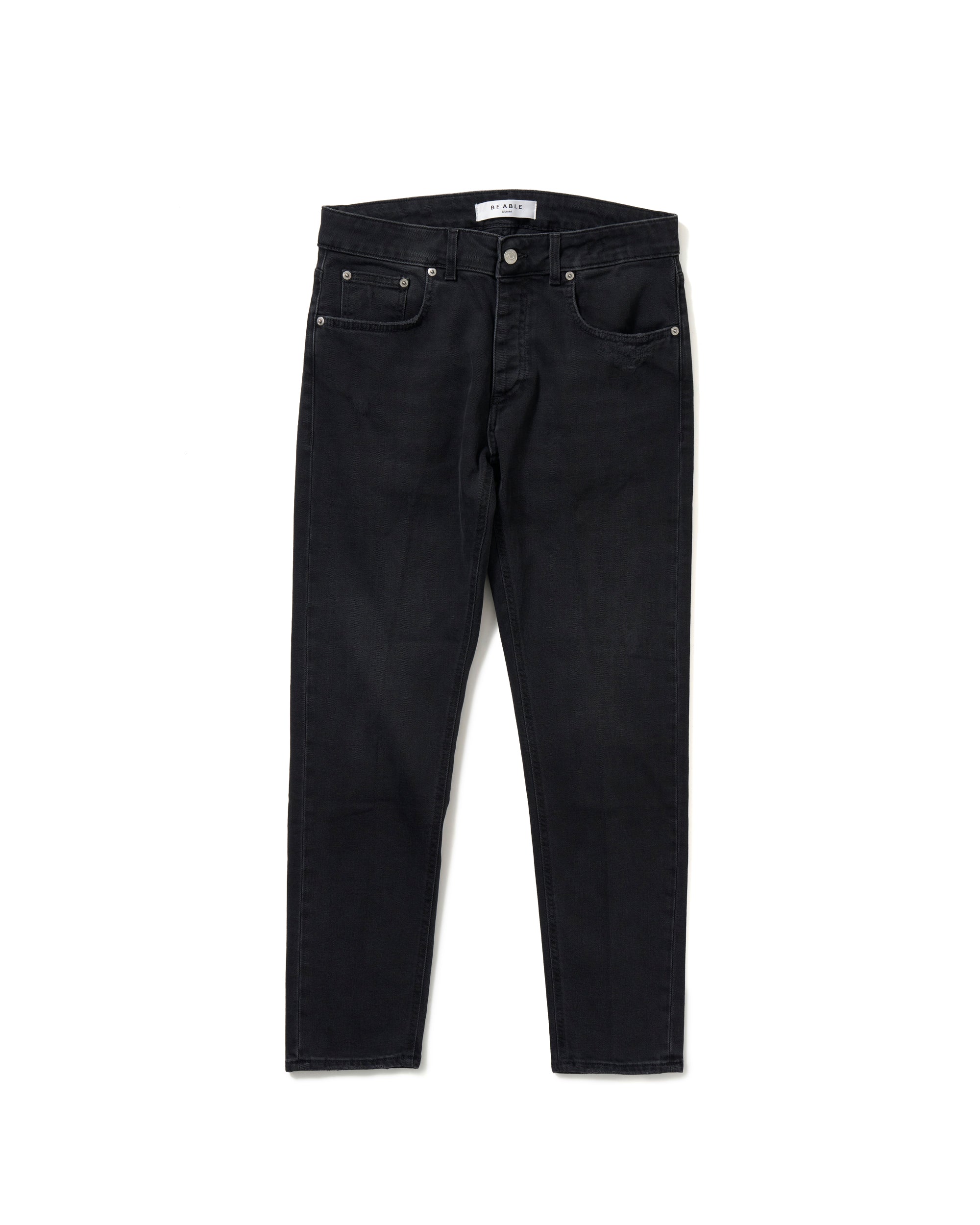 DAVIS SHORTER(デイビス ショーター)ウォッシュ加工テーパードストレッチデニム / ブラック