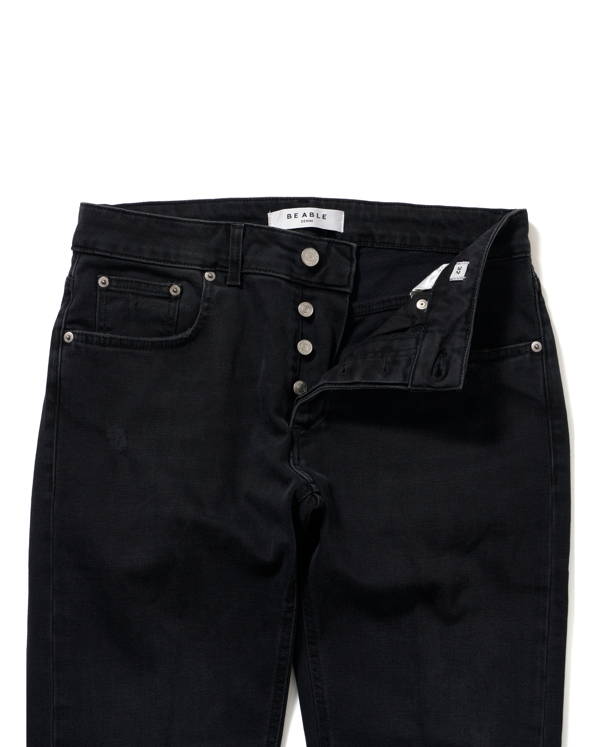 DAVIS SHORTER(デイビス ショーター)ウォッシュ加工テーパードストレッチデニム / ブラック