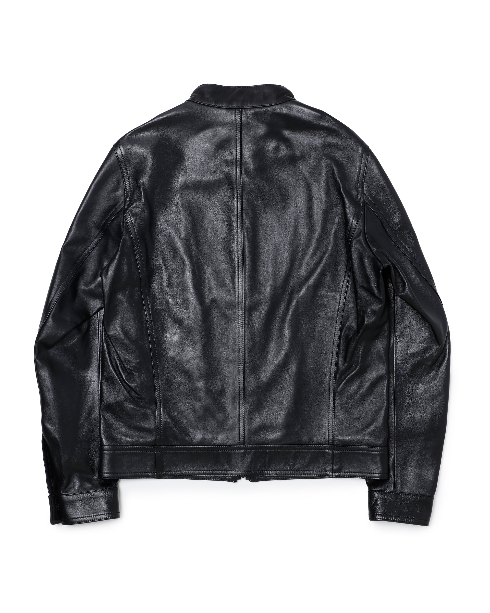 JURI Gunmetal Zip Nappa Cerata Lamb Leather Single Rider's Jacket / Black