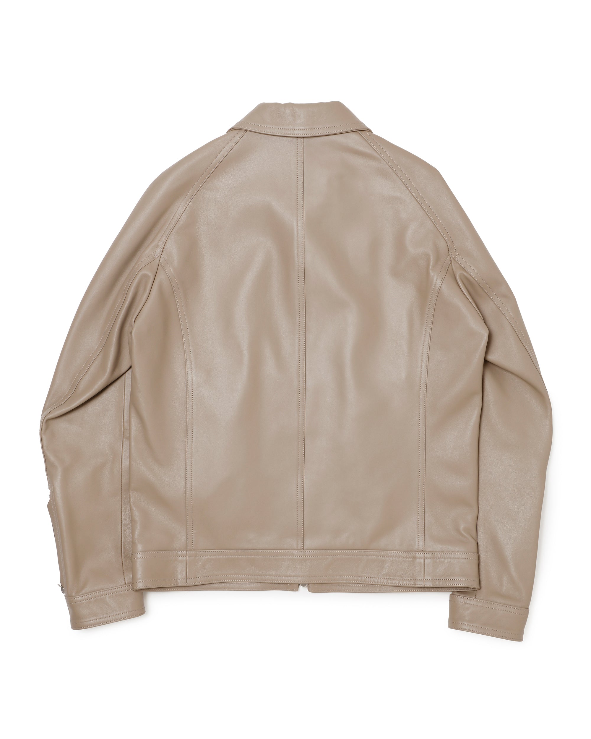 GIACOMO (Giacomo) Giacca in pelle d'agnello nappata con zip argento / beige chiaro