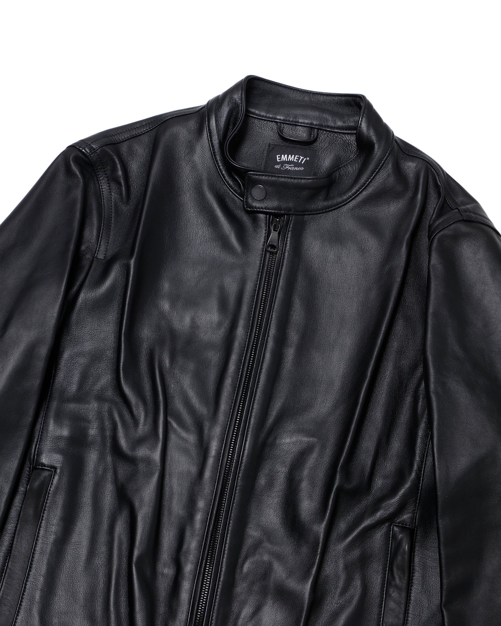 JURI Matte Black Zip Nappa Cerata Lamb Leather Single Rider / Black