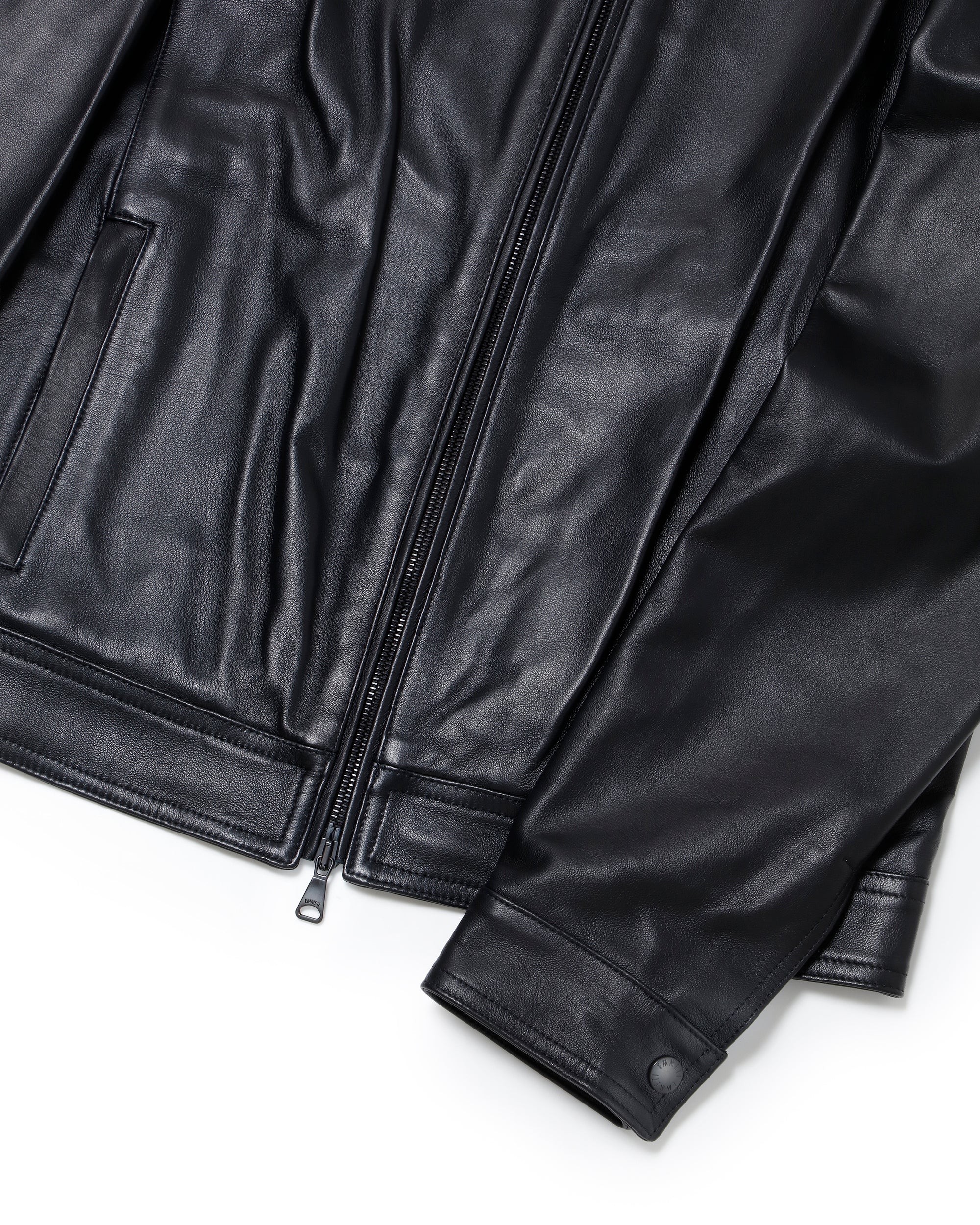 JURI Matte Black Zip Nappa Cerata Lamb Leather Single Rider / Black