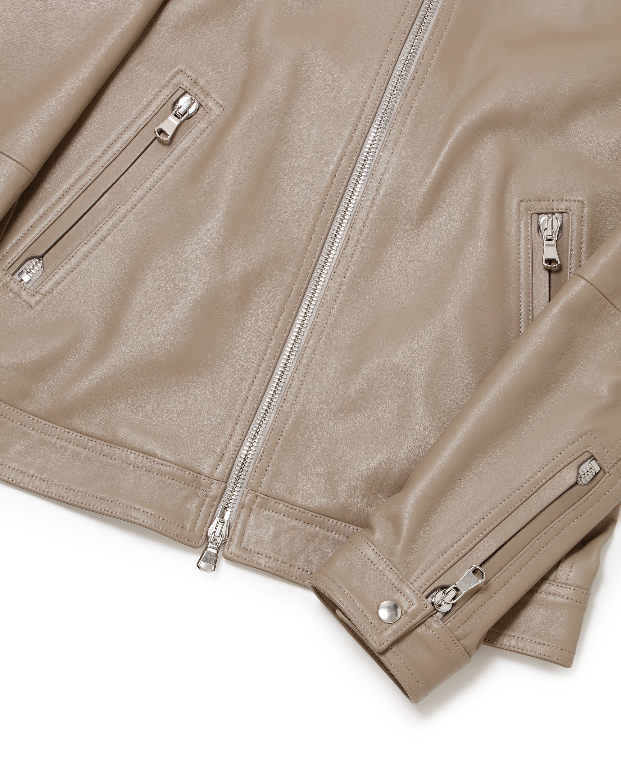 GIACOMO(ジャコモ) シルバーZIP ナッパチェラータ ラムレザージャケット / クリアベージュ