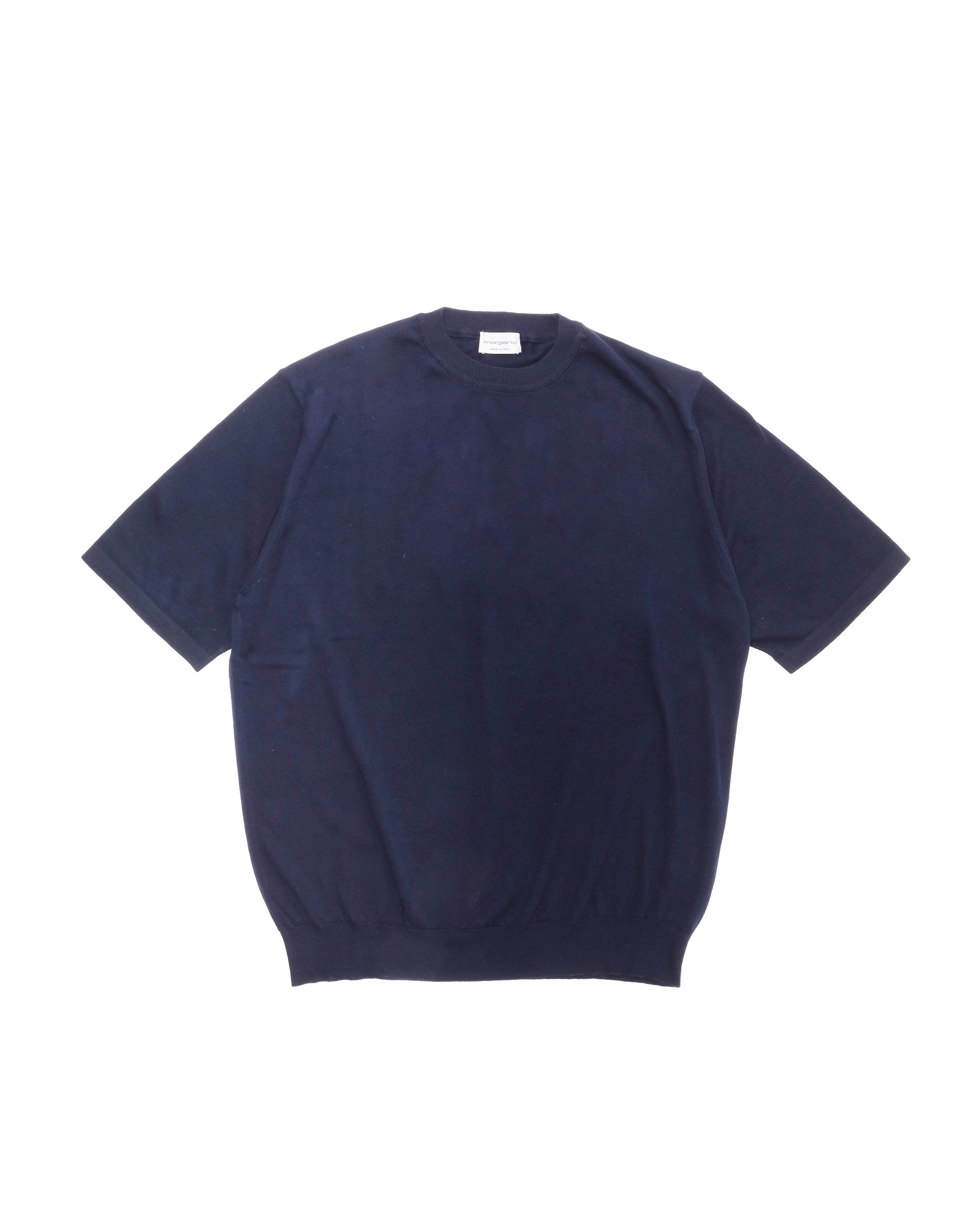 Maglia girocollo in cotone GIZA a maniche corte / Blu navy