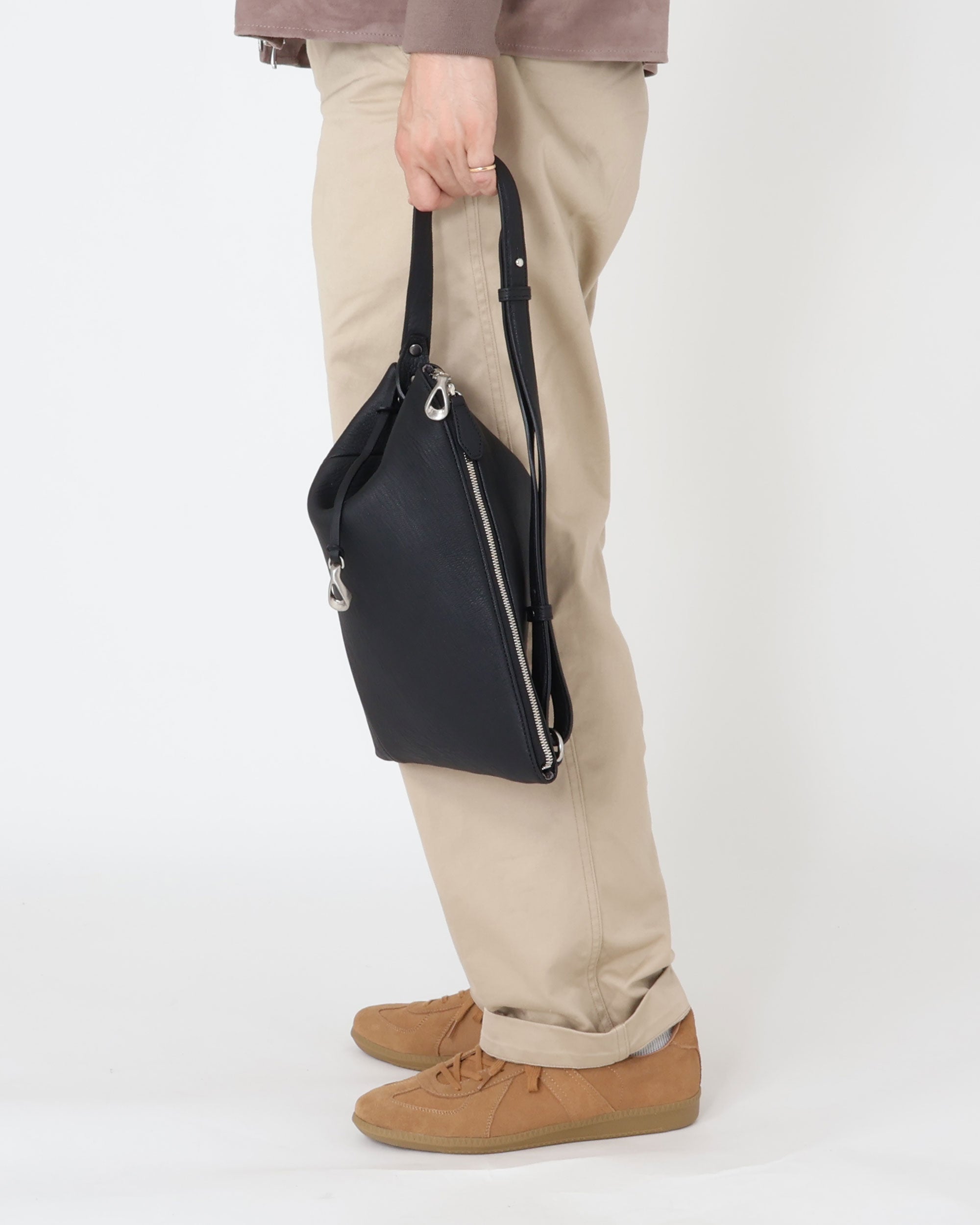 Vertex Goatskin Leather Triangle Shoulder Bag