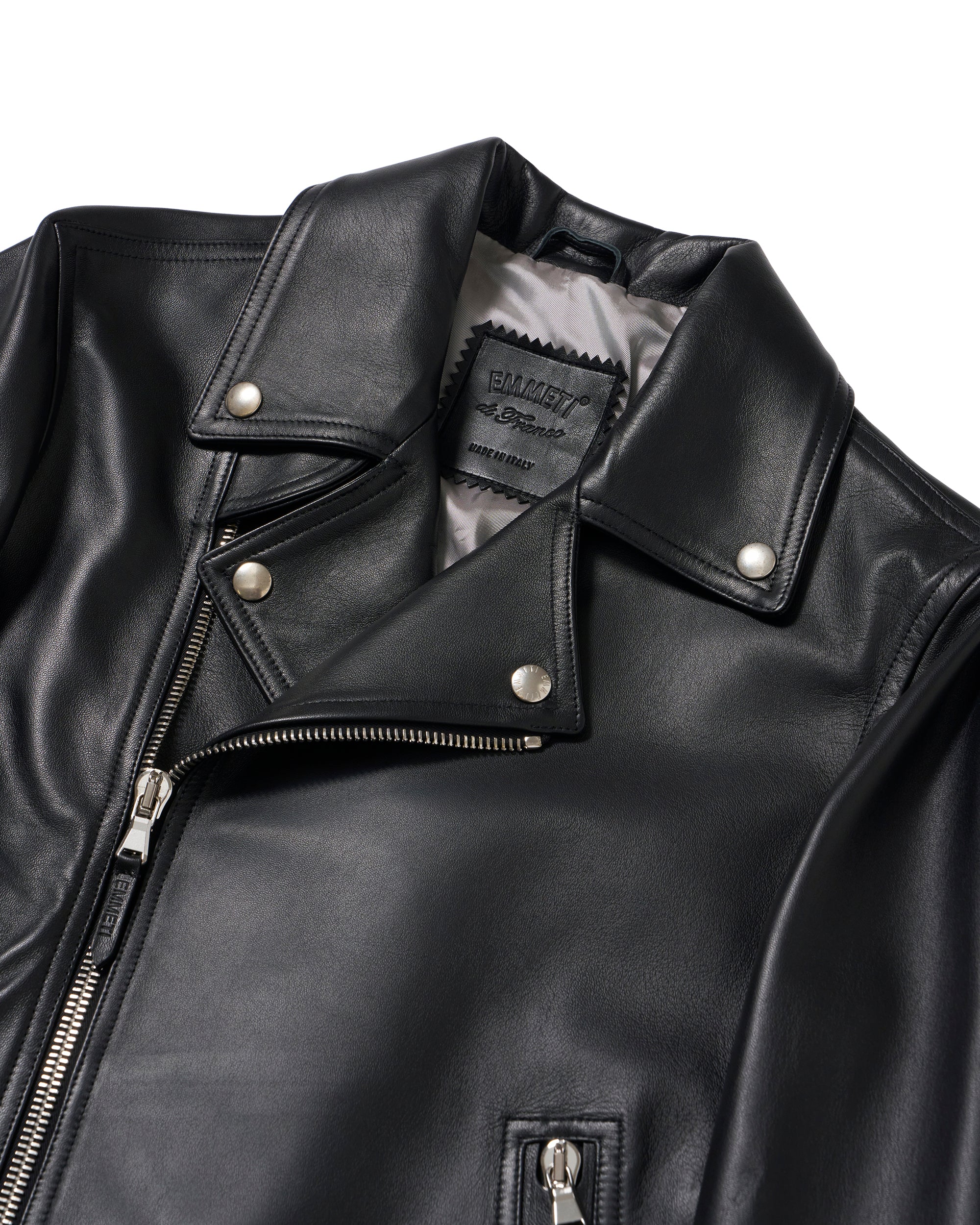GABRIELE(ガブリエレ) シルバーZIP ナッパチェラータ ラムレザーダブルライダース / ブラック