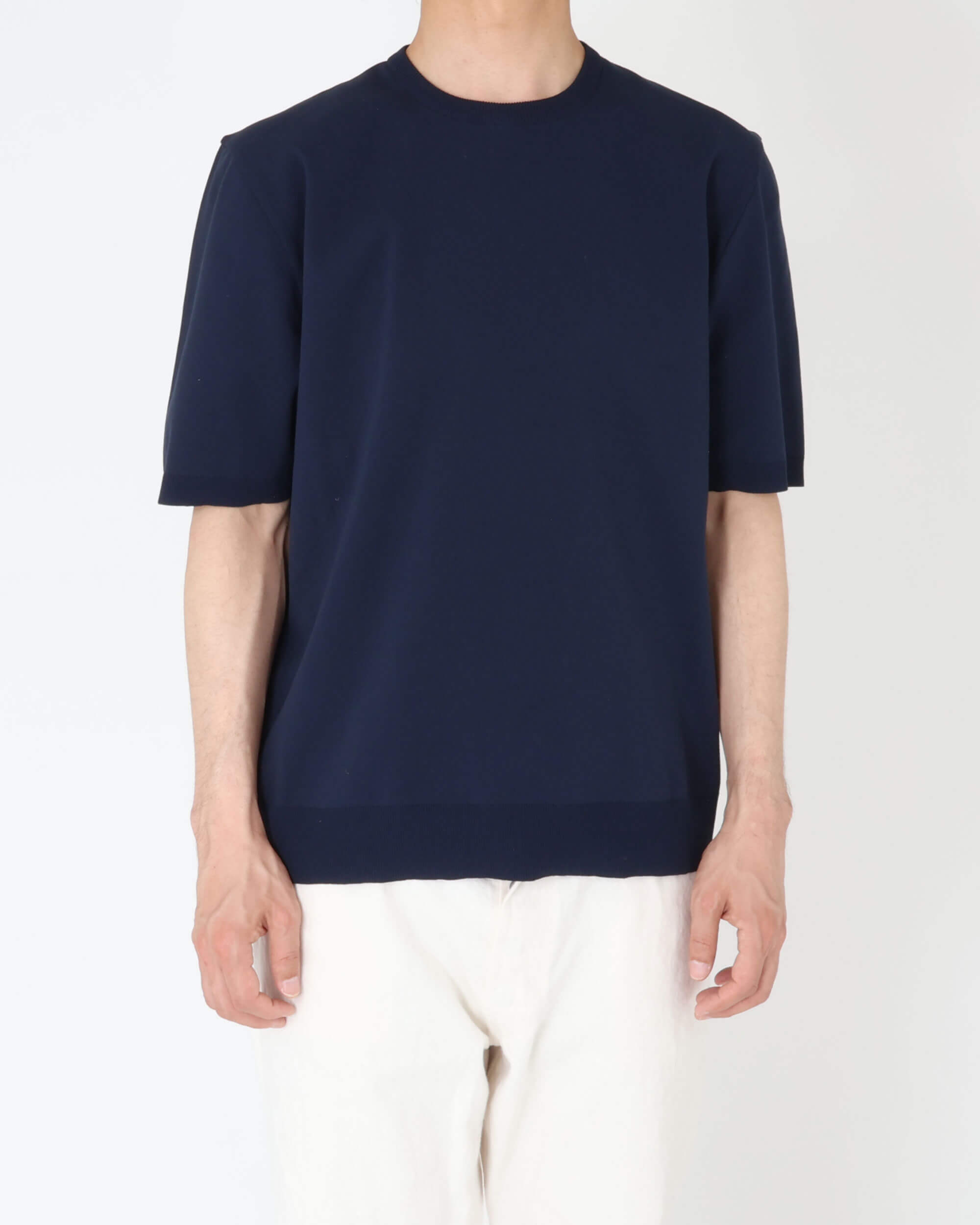 WASHABLE KNIT CREW S/S / ネイビー