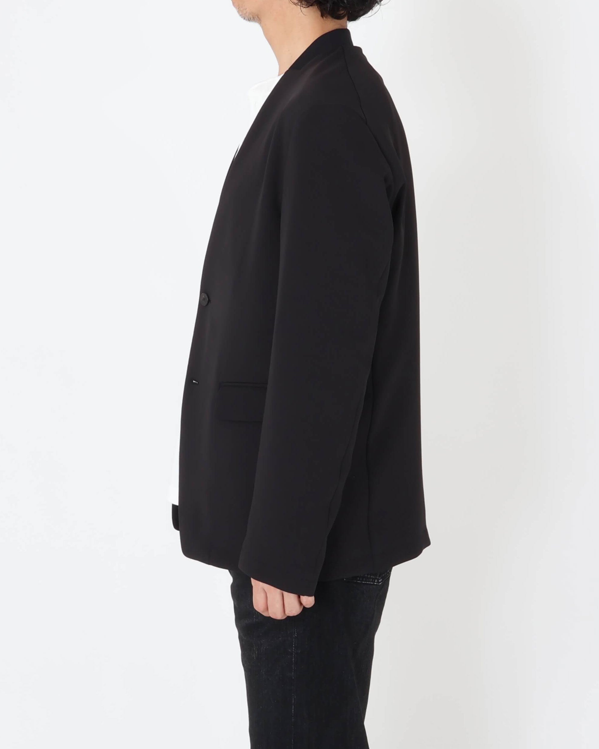 JA-IS-AS-0-004 ノーカラーデーラードJACKET / ブラック