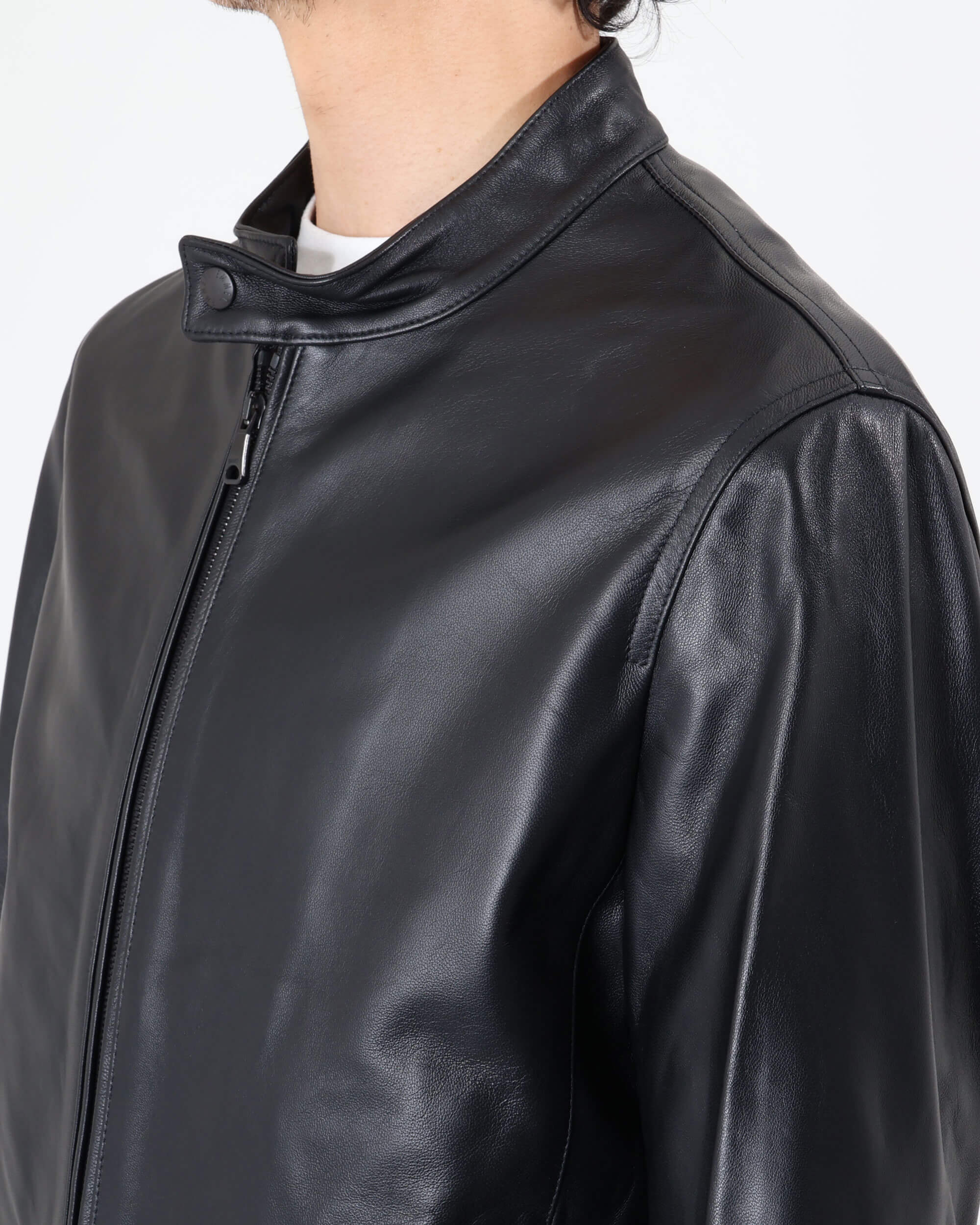 JURI Matte Black Zip Nappa Cerata Lamb Leather Single Rider / Black