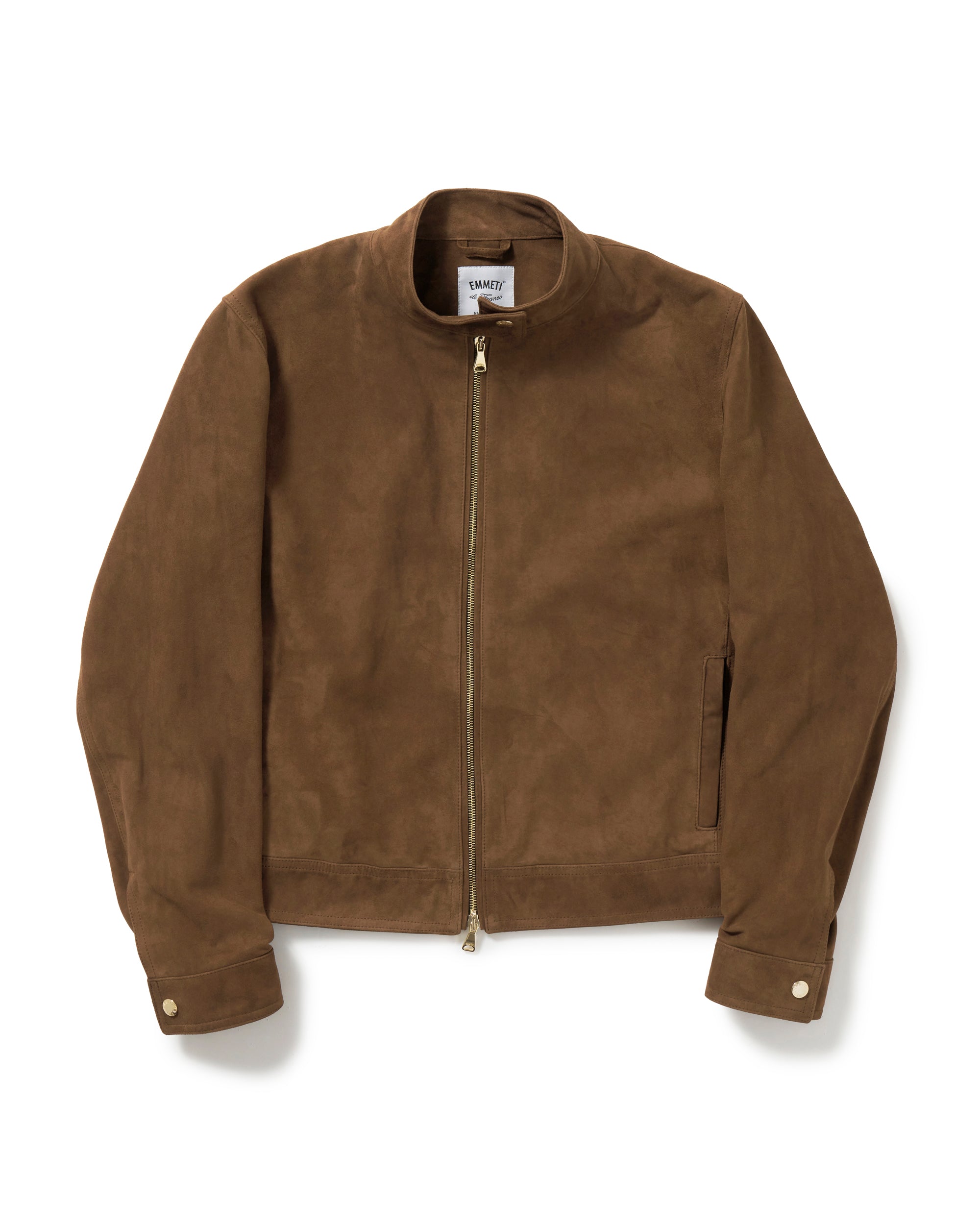 JURI DONNA (Yuri Donna) Giacca da motociclista singola in camoscio di capra con zip dorata OVER SIZE / Marrone