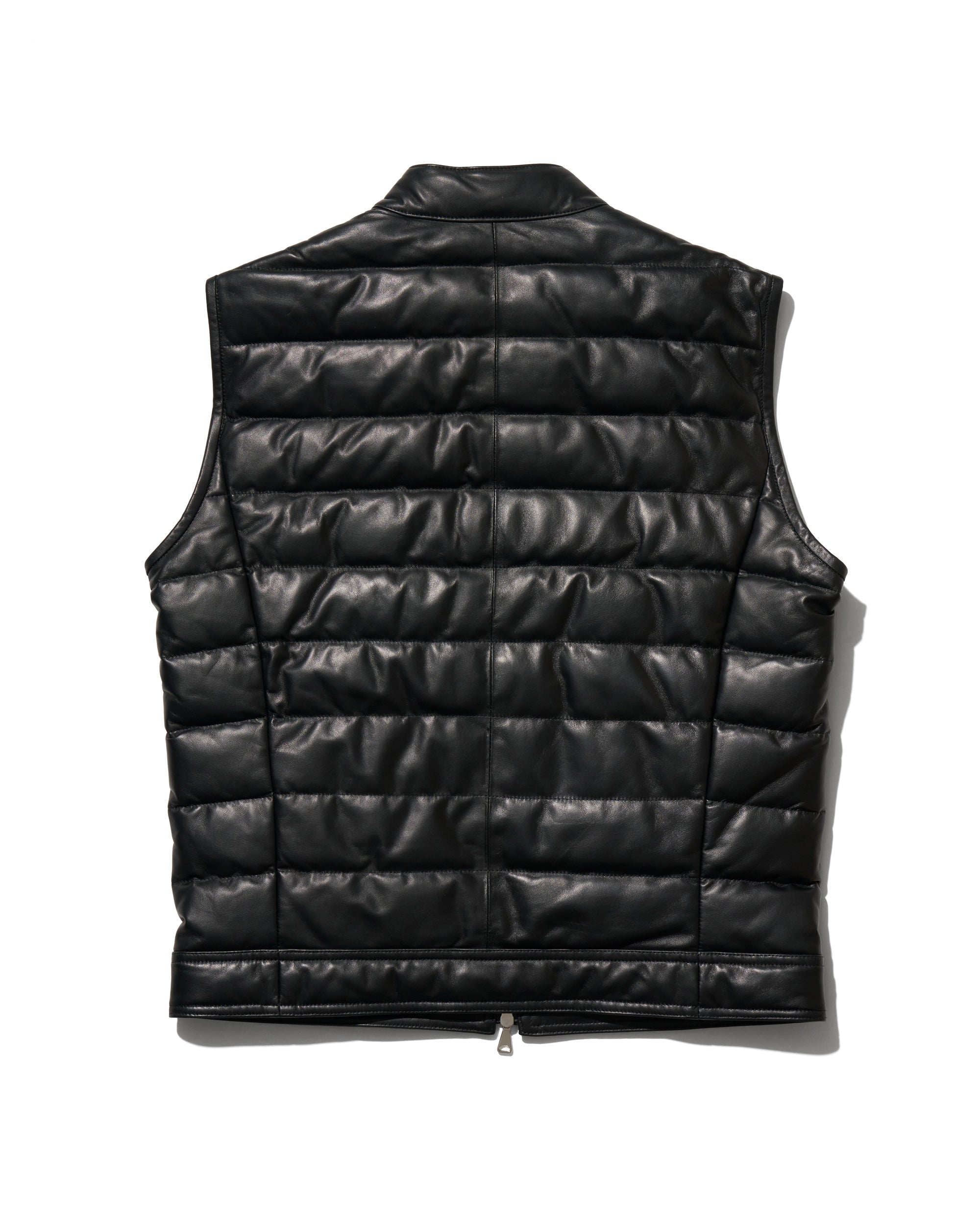 JURI D.VEST(ユリ ダウンベスト) シルバーZIP ラムレザーナッパ / ブラック