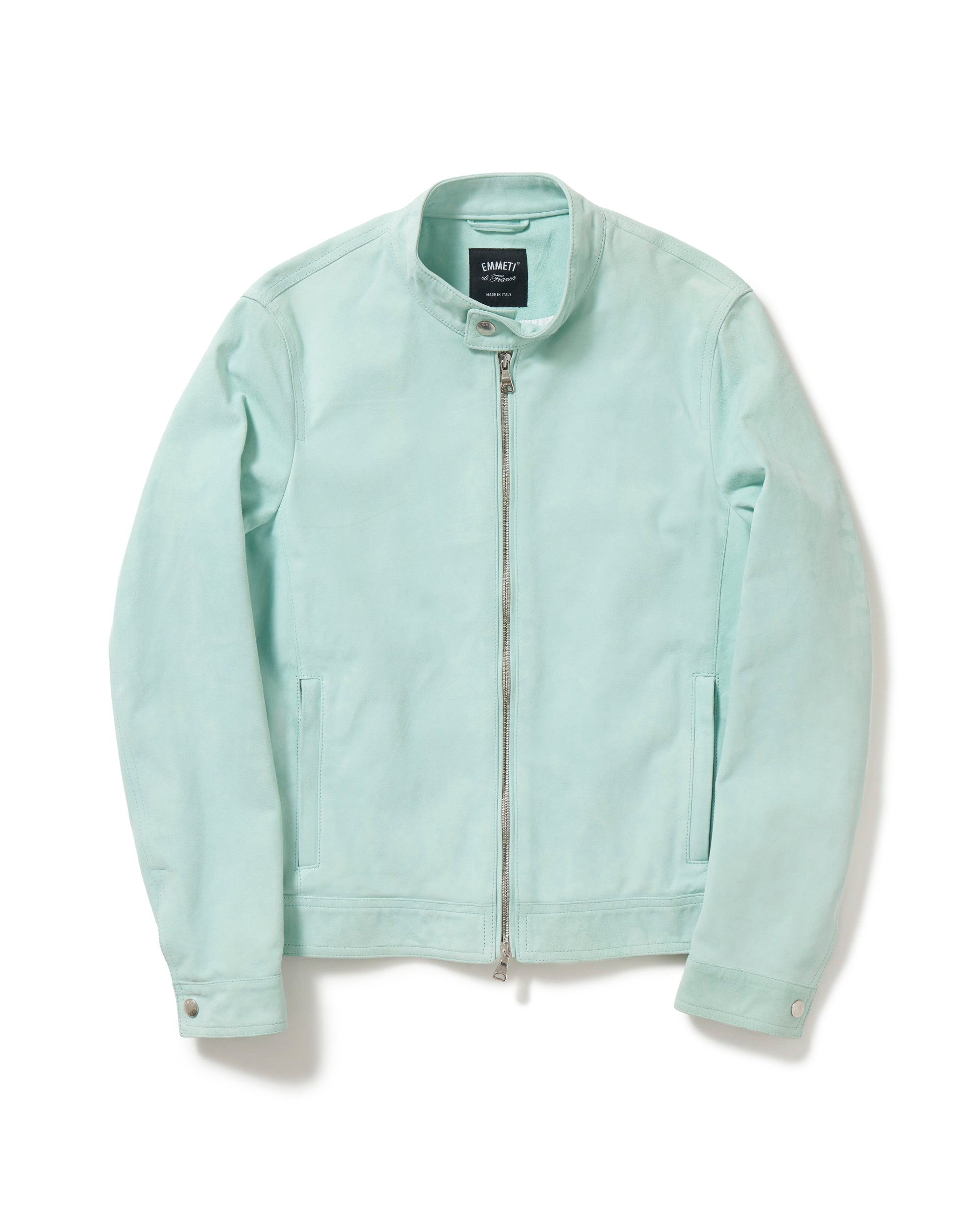 JURI(ユリ) シルバーZIP ゴートスエード シングルライダース / ペールブルー