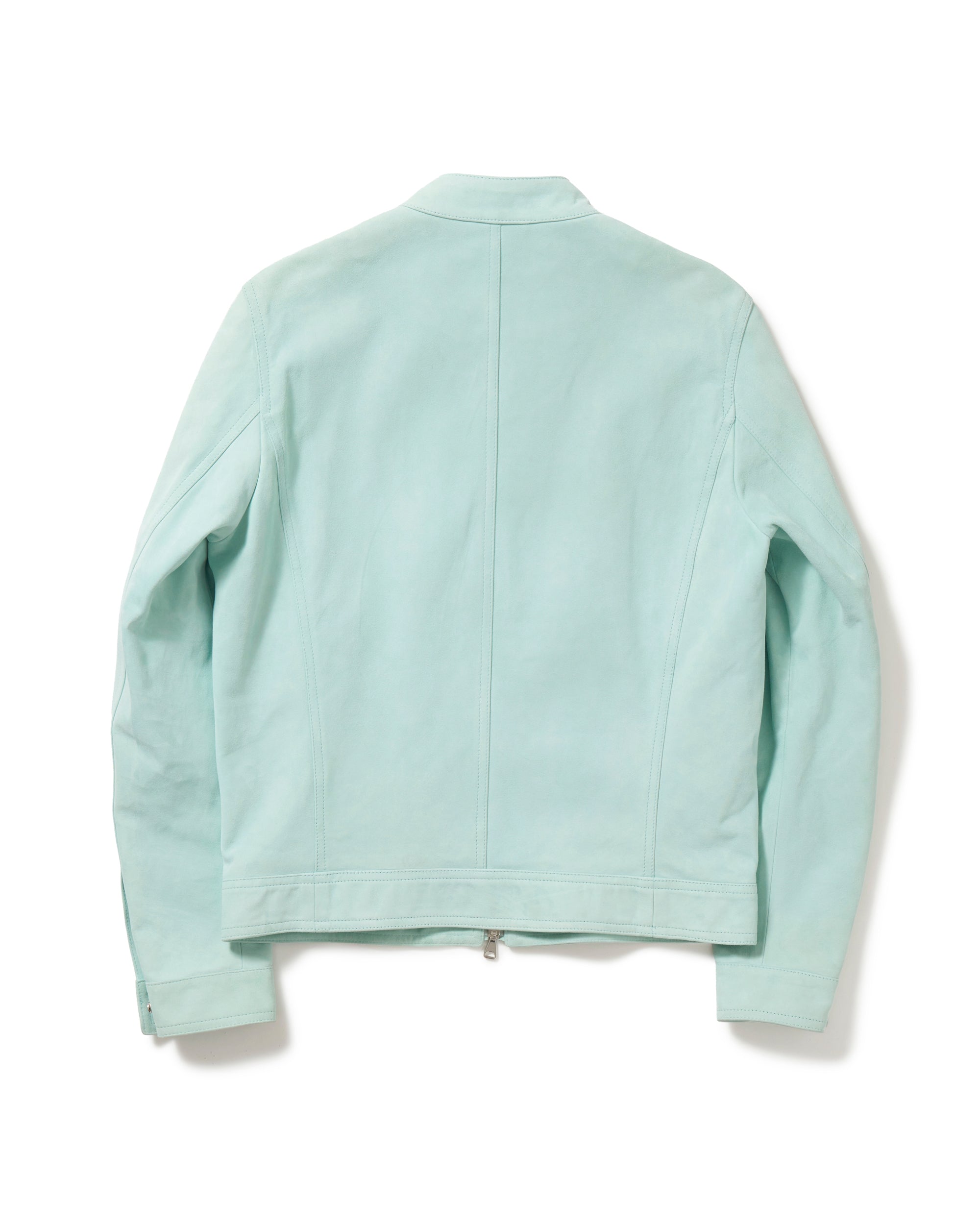 JURI(ユリ) シルバーZIP ゴートスエード シングルライダース / ペールブルー