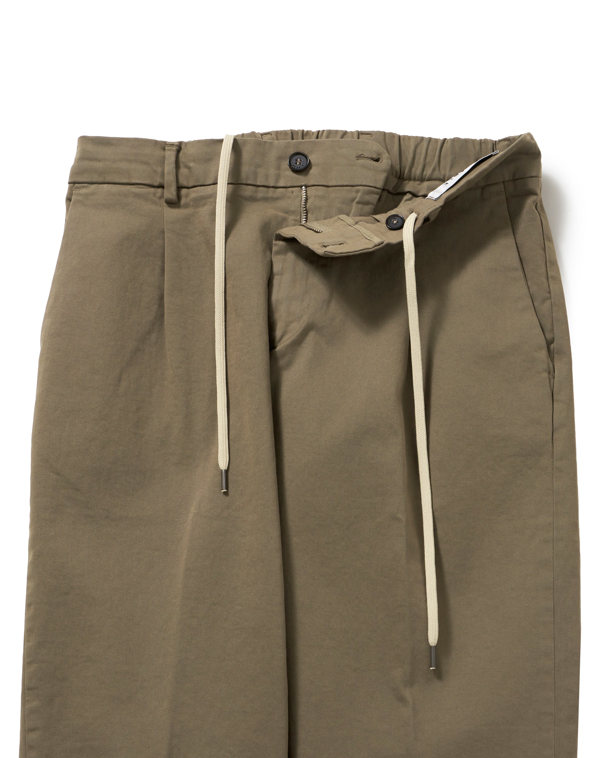 RICCARDO(リカルド) 1プリーツ コットンストレッチ シャーリングパンツ / カーキ