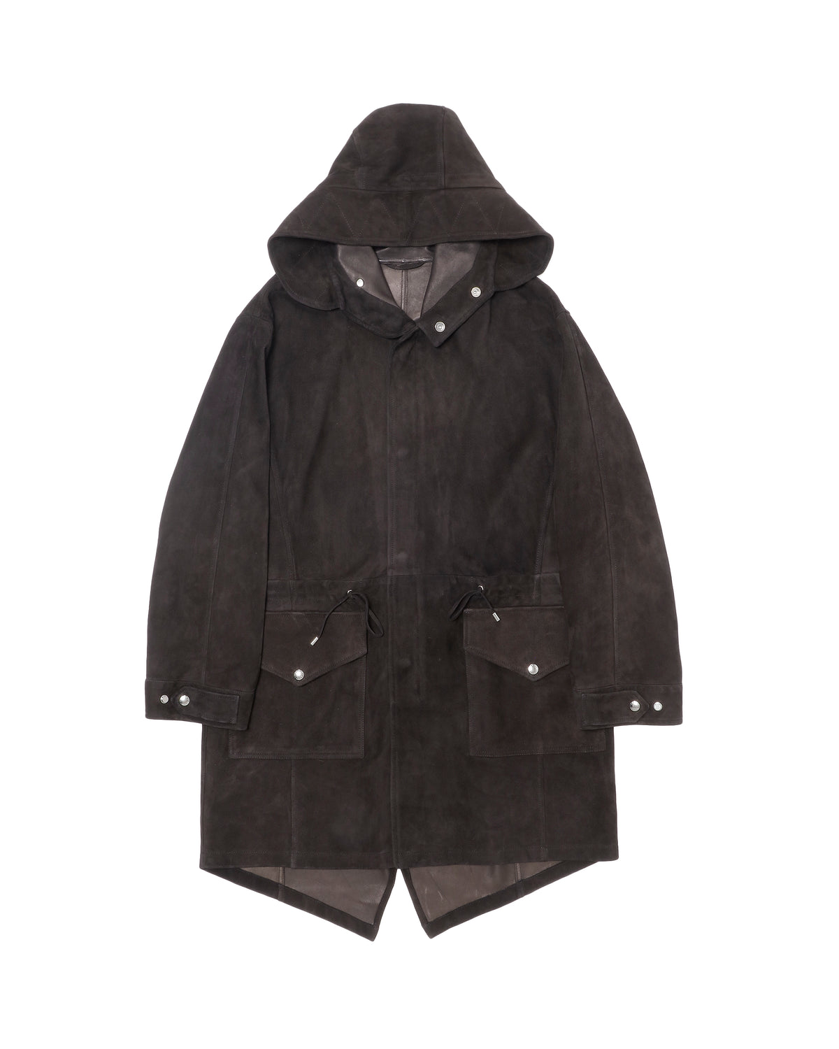FOCUS(フォーカス) シルバーZIP SPレザー スエードモッズコート / ブラック