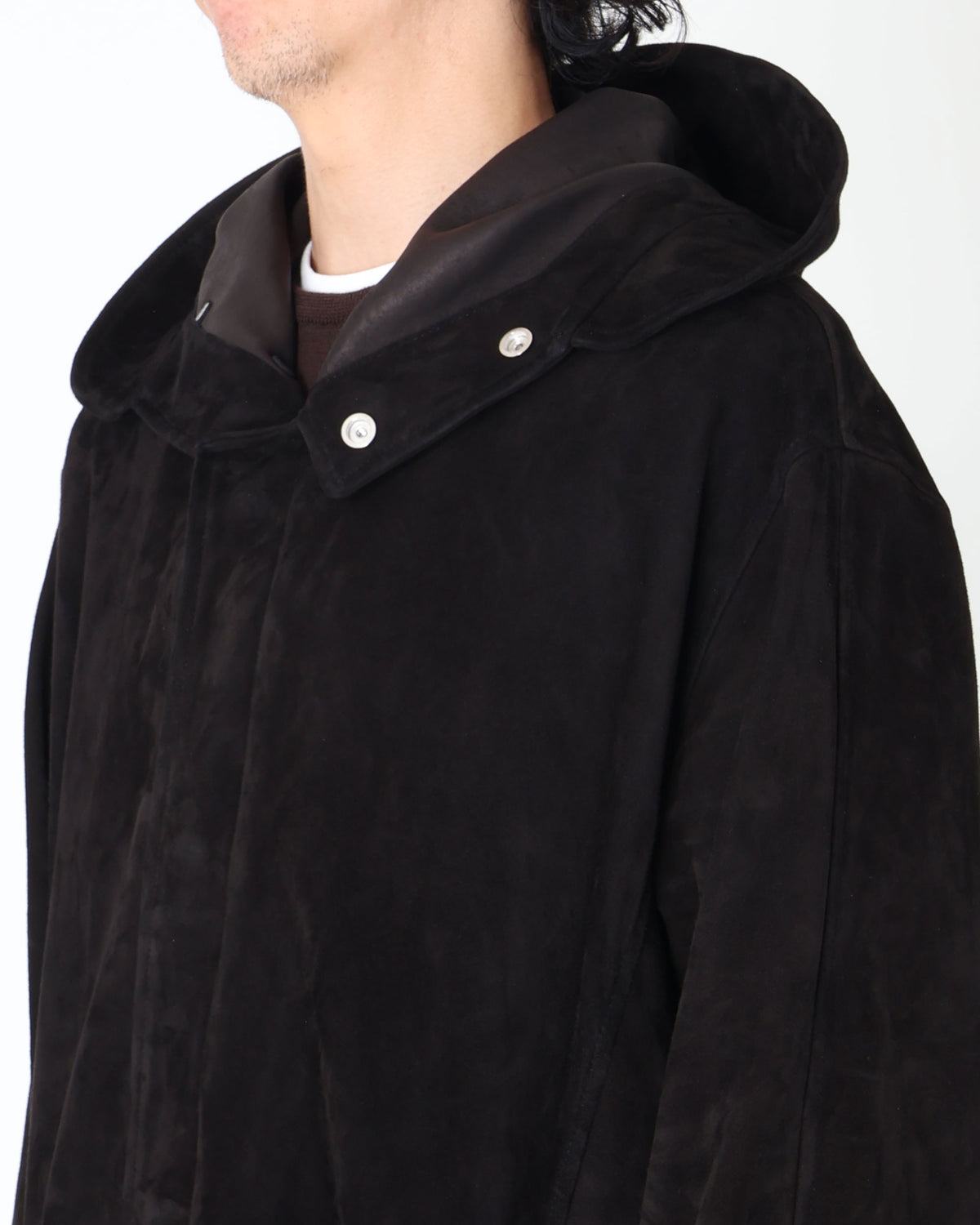 FOCUS(フォーカス) シルバーZIP SPレザー スエードモッズコート / ブラック
