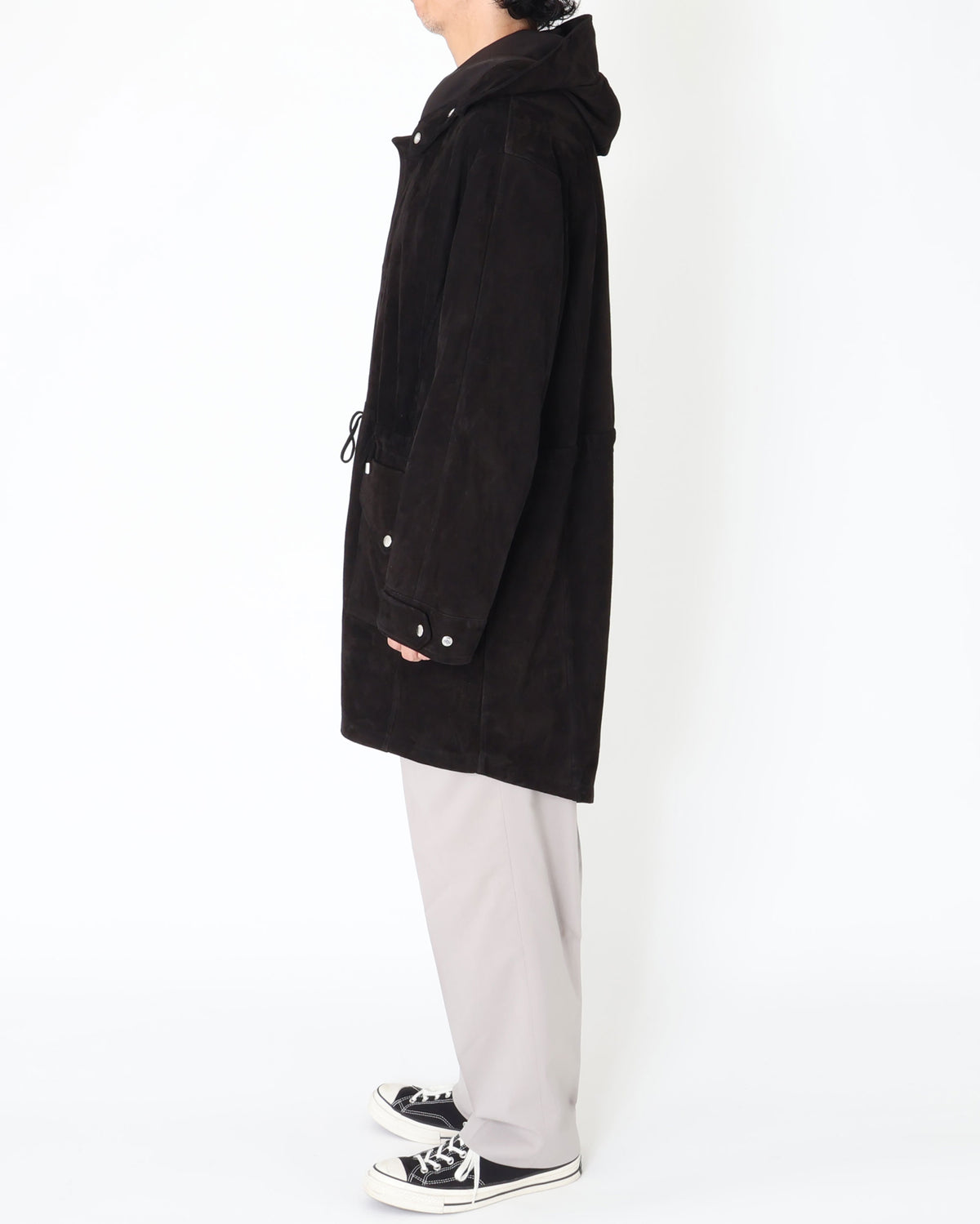 FOCUS(フォーカス) シルバーZIP SPレザー スエードモッズコート / ブラック