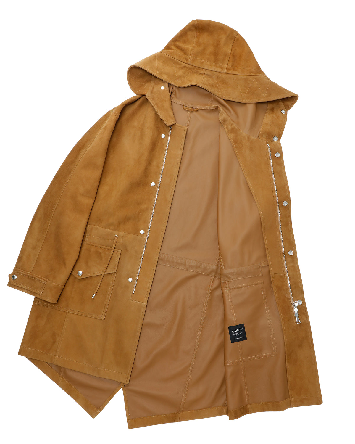 FOCUS(フォーカス) シルバーZIP SPレザー スエードモッズコート / キャメル