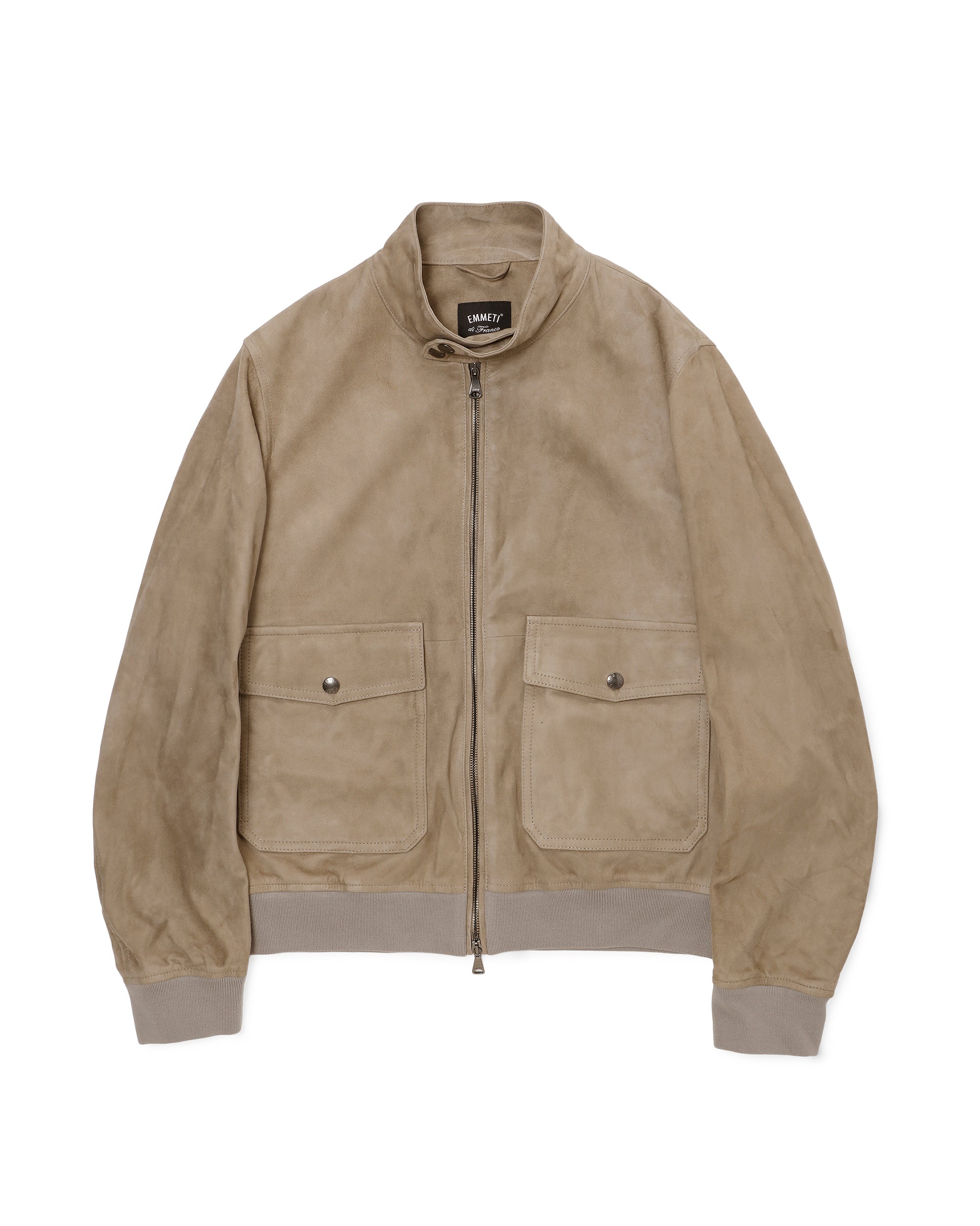 GREYSON (Greyson) Giacca in pelle scamosciata di agnello con zip color canna di fucile / Talpa