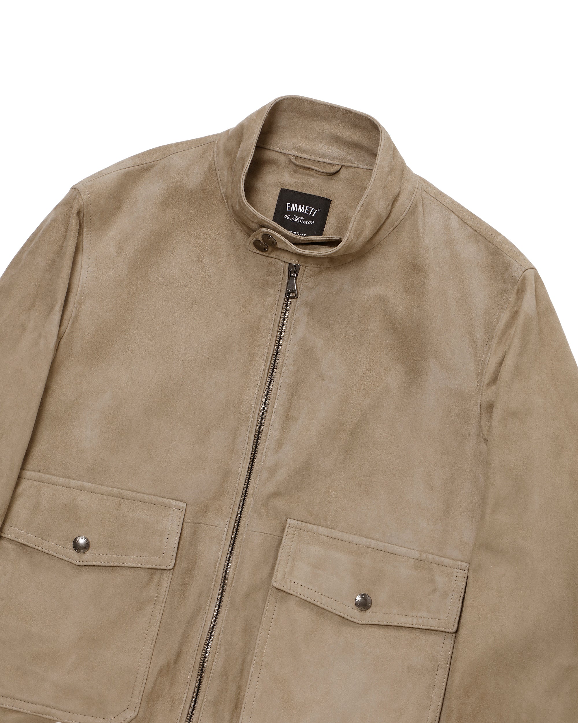 GREYSON (Greyson) Giacca in pelle scamosciata di agnello con zip color canna di fucile / Talpa
