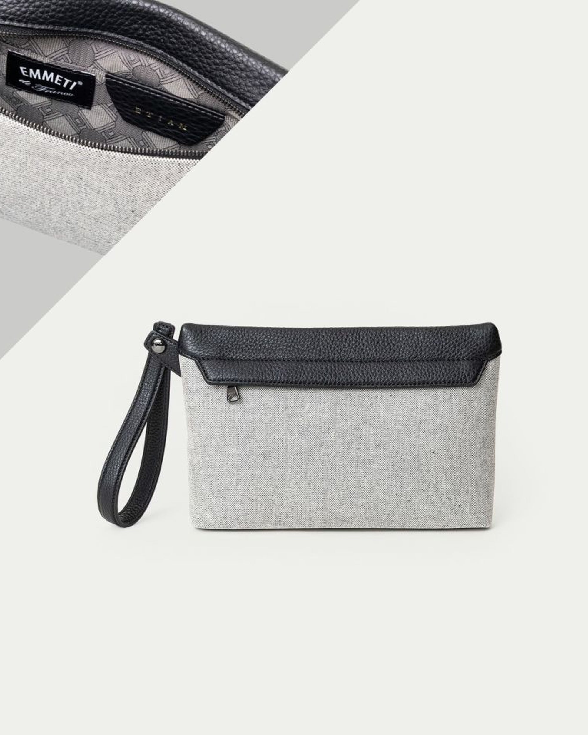 POUCH IN CALFSKIN x FABRIC