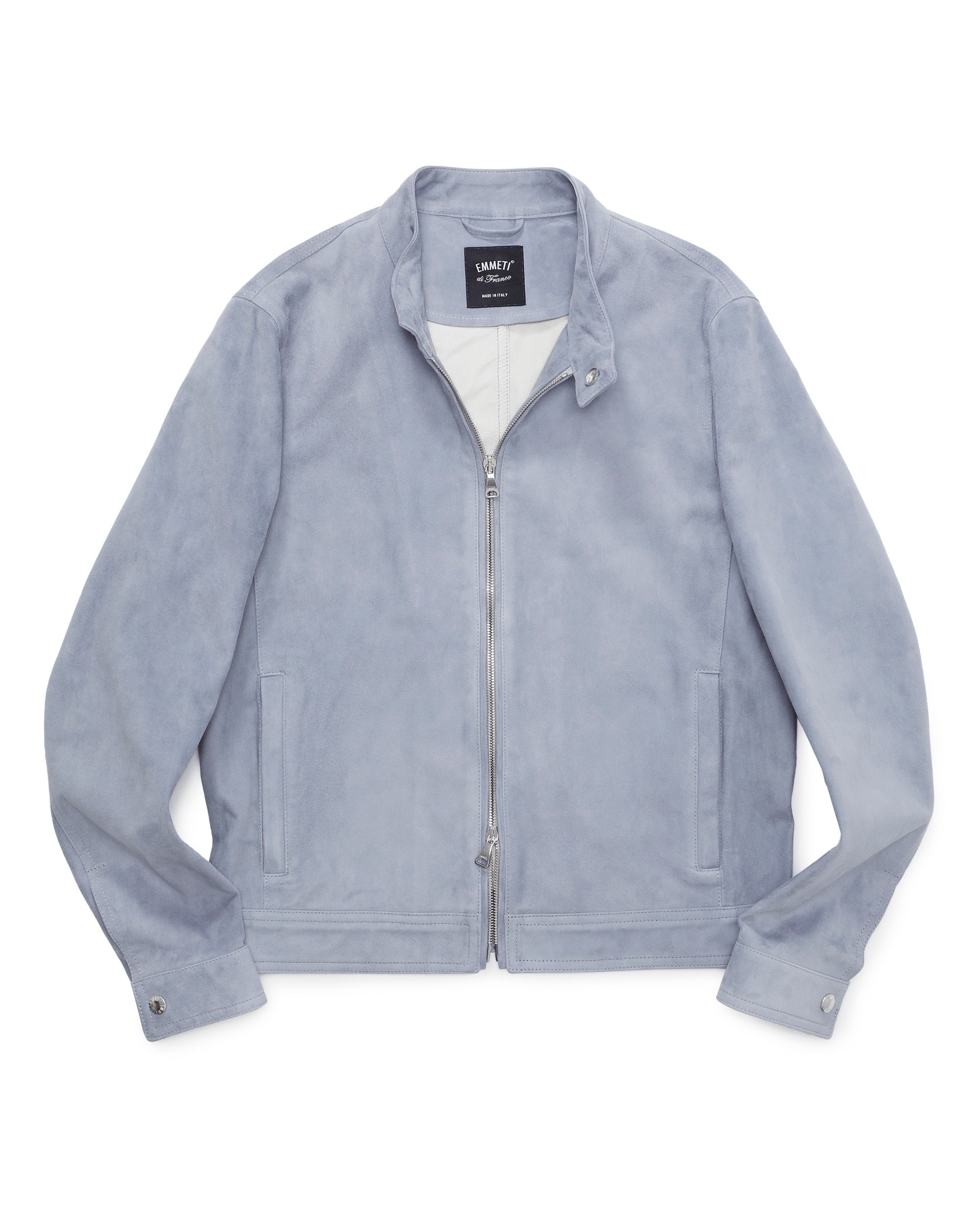 JURI SF（ユリ スフォデラータ） シルバーZIP ゴートスエード シングルライダース / ペールブルー