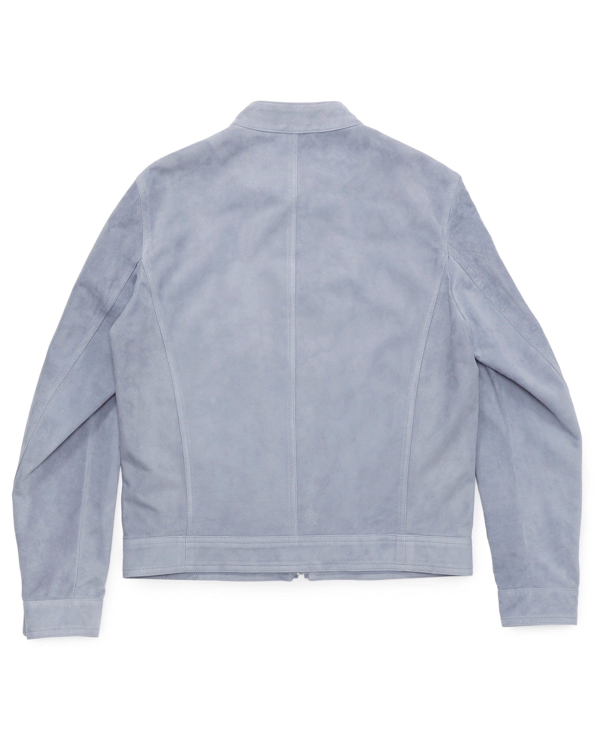 JURI SF（ユリ スフォデラータ） シルバーZIP ゴートスエード シングルライダース / ペールブルー