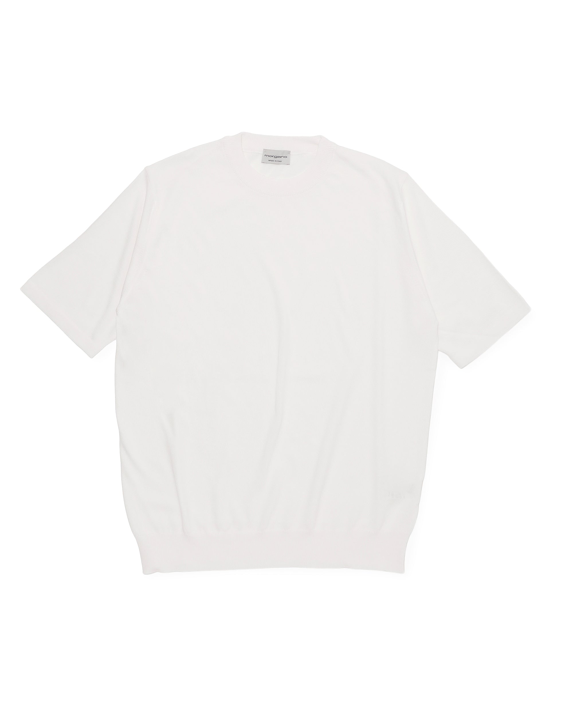 morgano - GIZAコットン クルーネックニット S/S / ホワイト