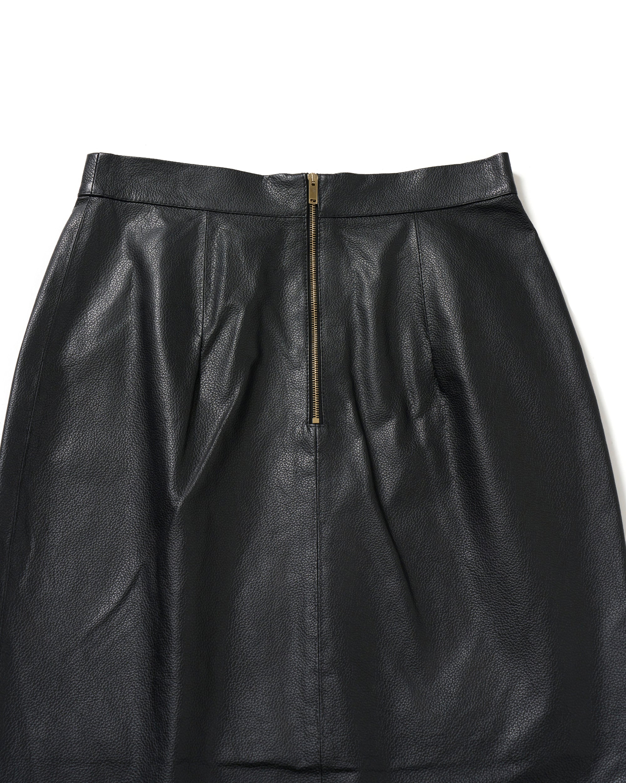 CLOE 25 SP Calf Leather Front Slit Skirt / Black