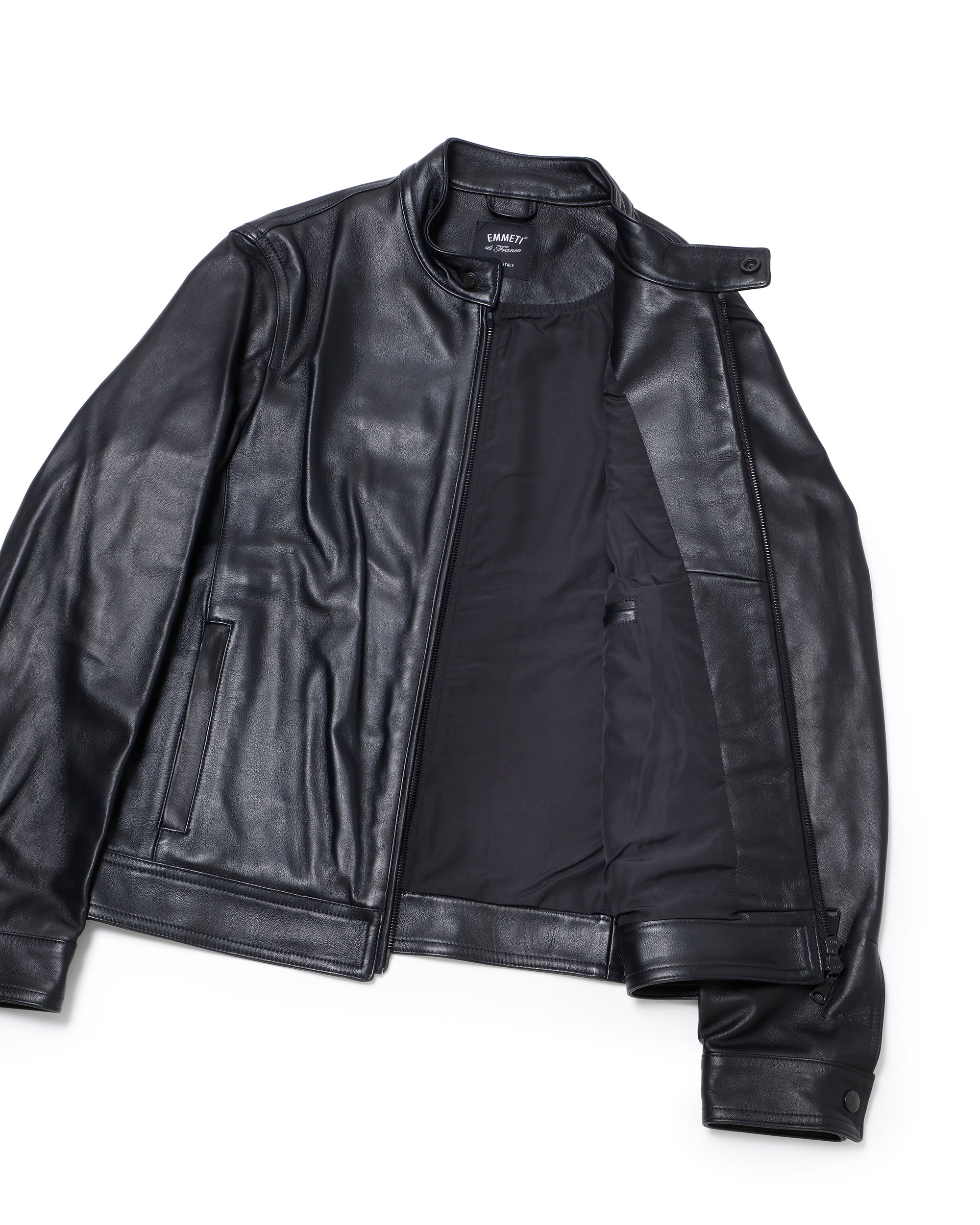 JURI Matte Black Zip Nappa Cerata Lamb Leather Single Rider / Black