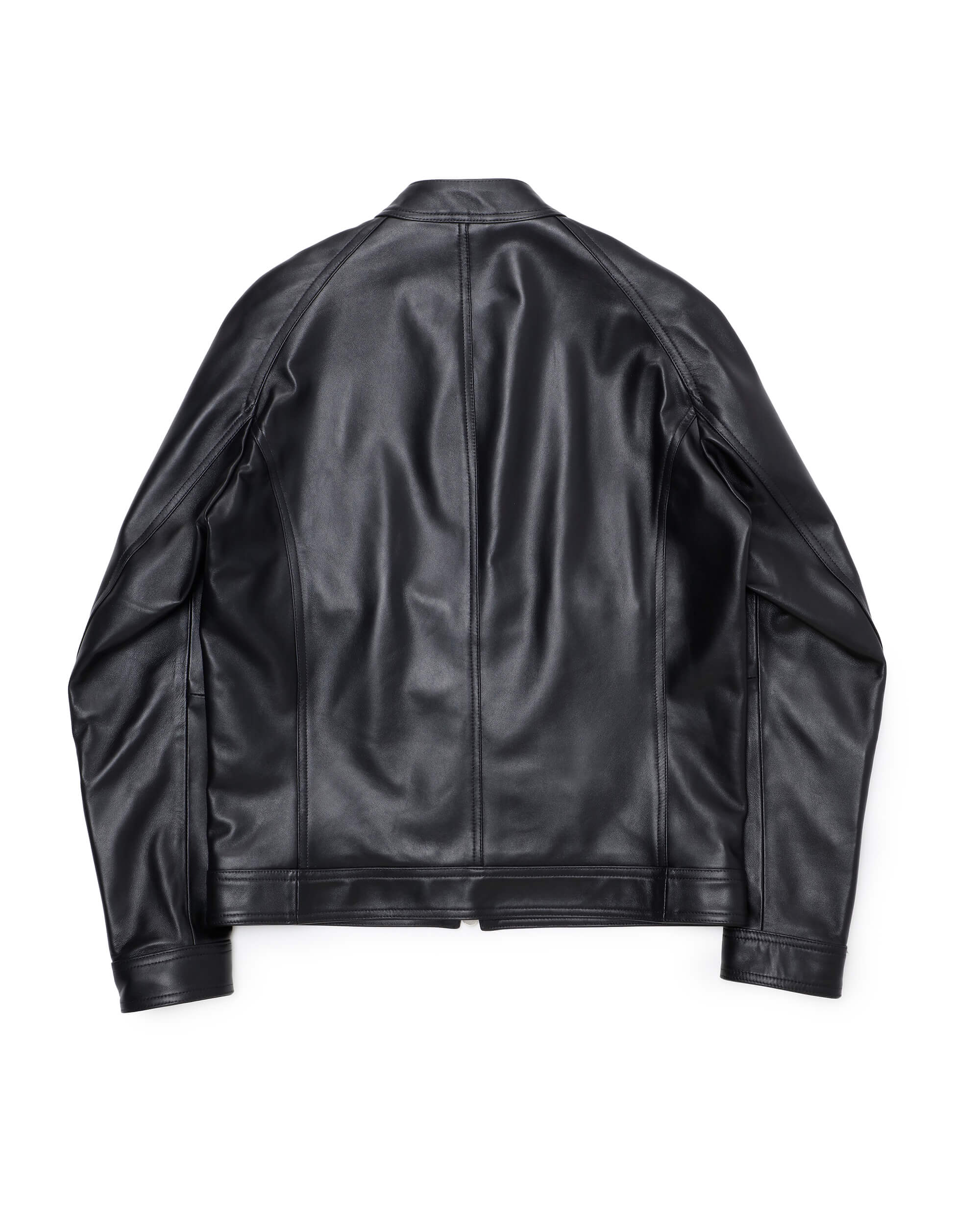 MASSIMO（マッシモ） シルバーZIP ナッパチェラータ ラムレザーシングルライダース / ブラック