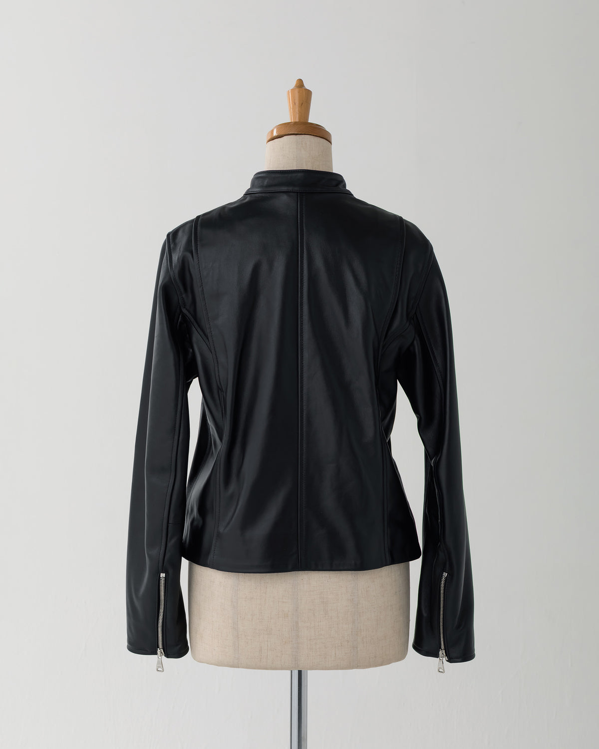 FAI Silver Zip Nappa Cerata Lamb Leather Single Riders / Black