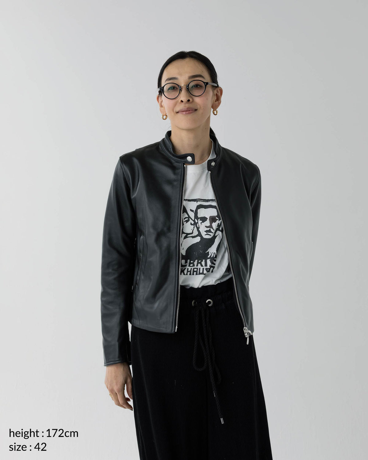FAI Silver Zip Nappa Cerata Lamb Leather Single Riders / Black