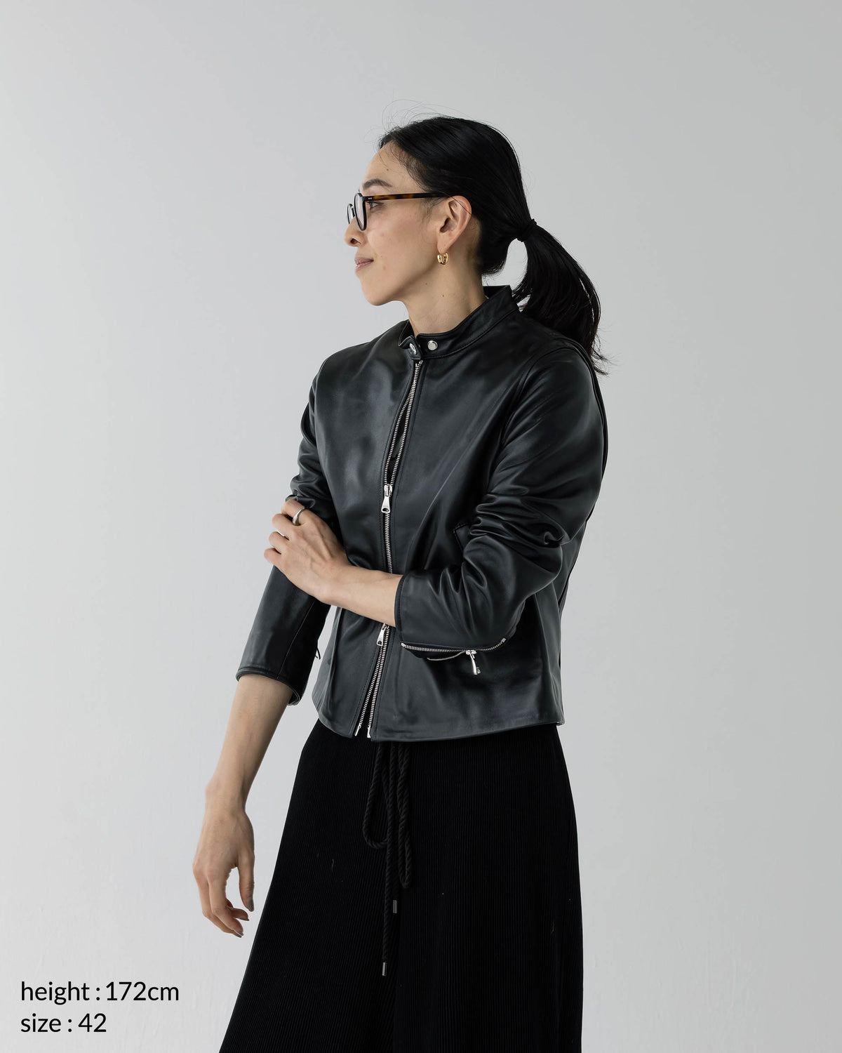 FAI Silver Zip Nappa Cerata Lamb Leather Single Riders / Black