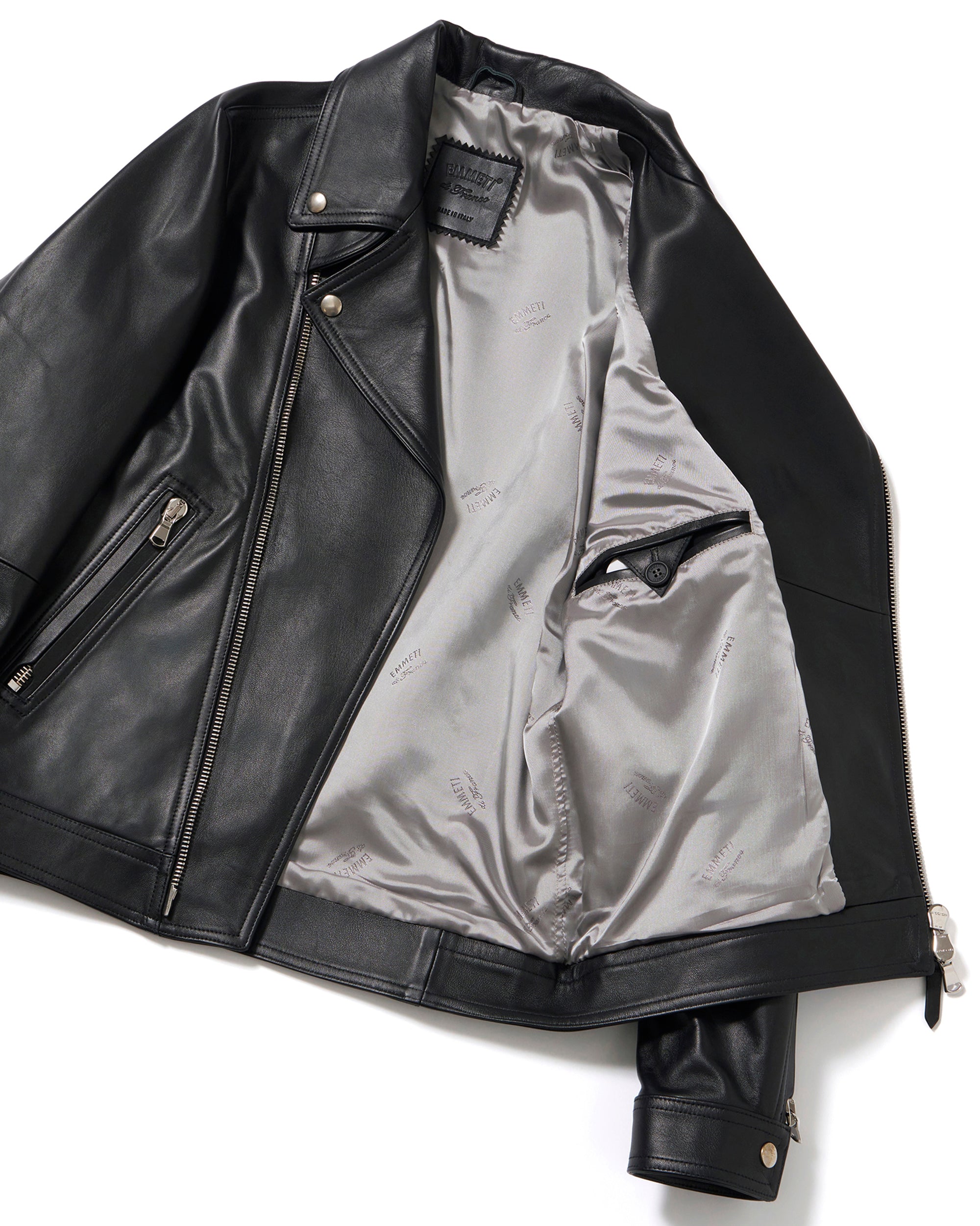 GABRIELE（ガブリエレ） シルバーZIP ナッパチェラータ ラムレザーダブルライダース / ブラック