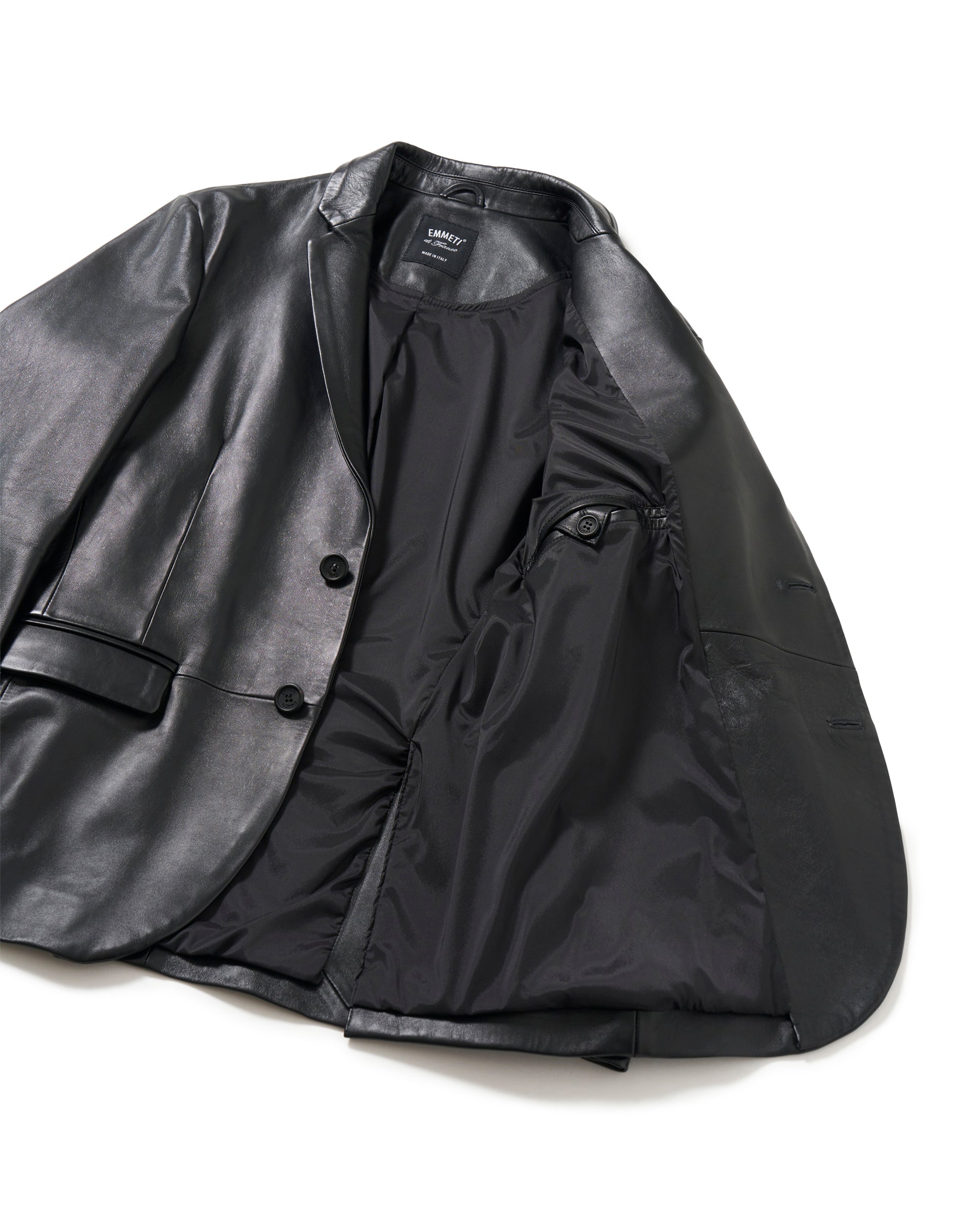 H GIACCA（アッカ ジャッカ） ナッパチェラータ ラムレザー シングル2Bジャケット / ブラック