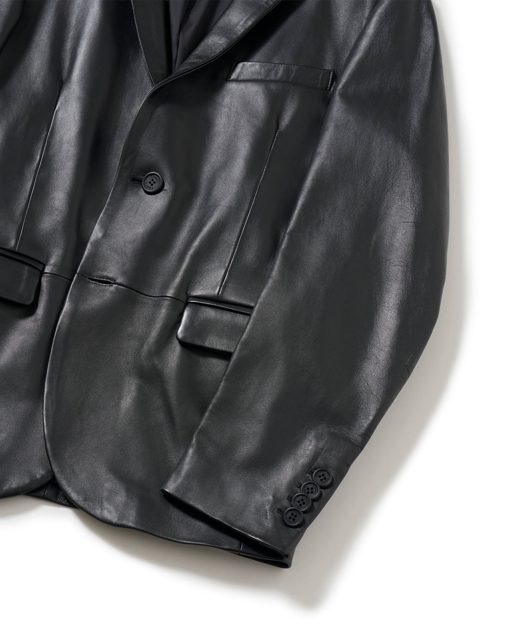 H GIACCA（アッカ ジャッカ） ナッパチェラータ ラムレザー シングル2Bジャケット / ブラック