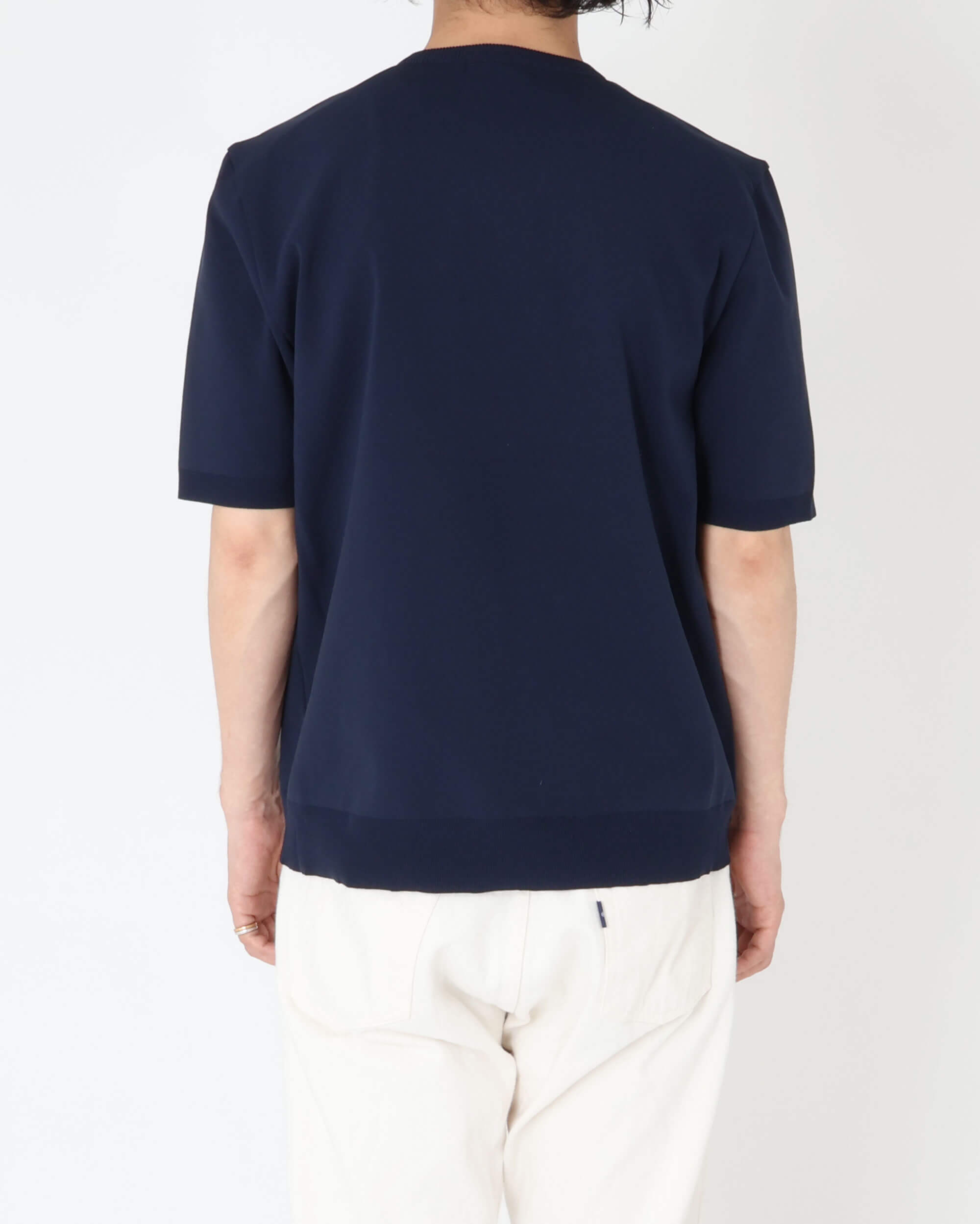 WASHABLE KNIT CREW S/S / ネイビー