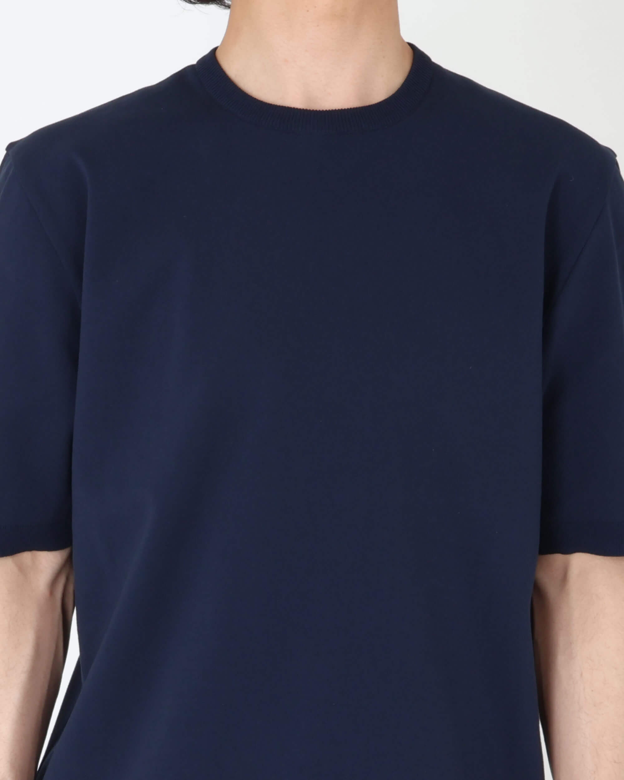 WASHABLE KNIT CREW S/S / ネイビー