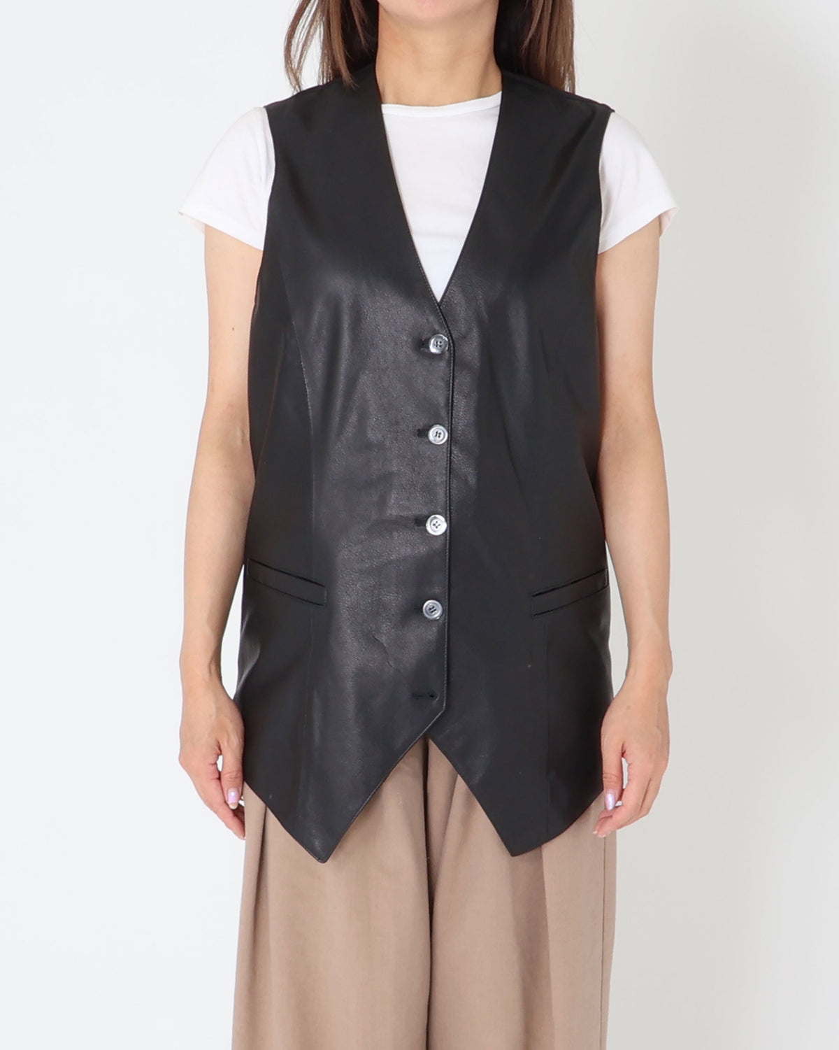 [Tsubota Asami Collaboration] LUISA 25 (Luisa 25) Calf Leather Long Gilet
