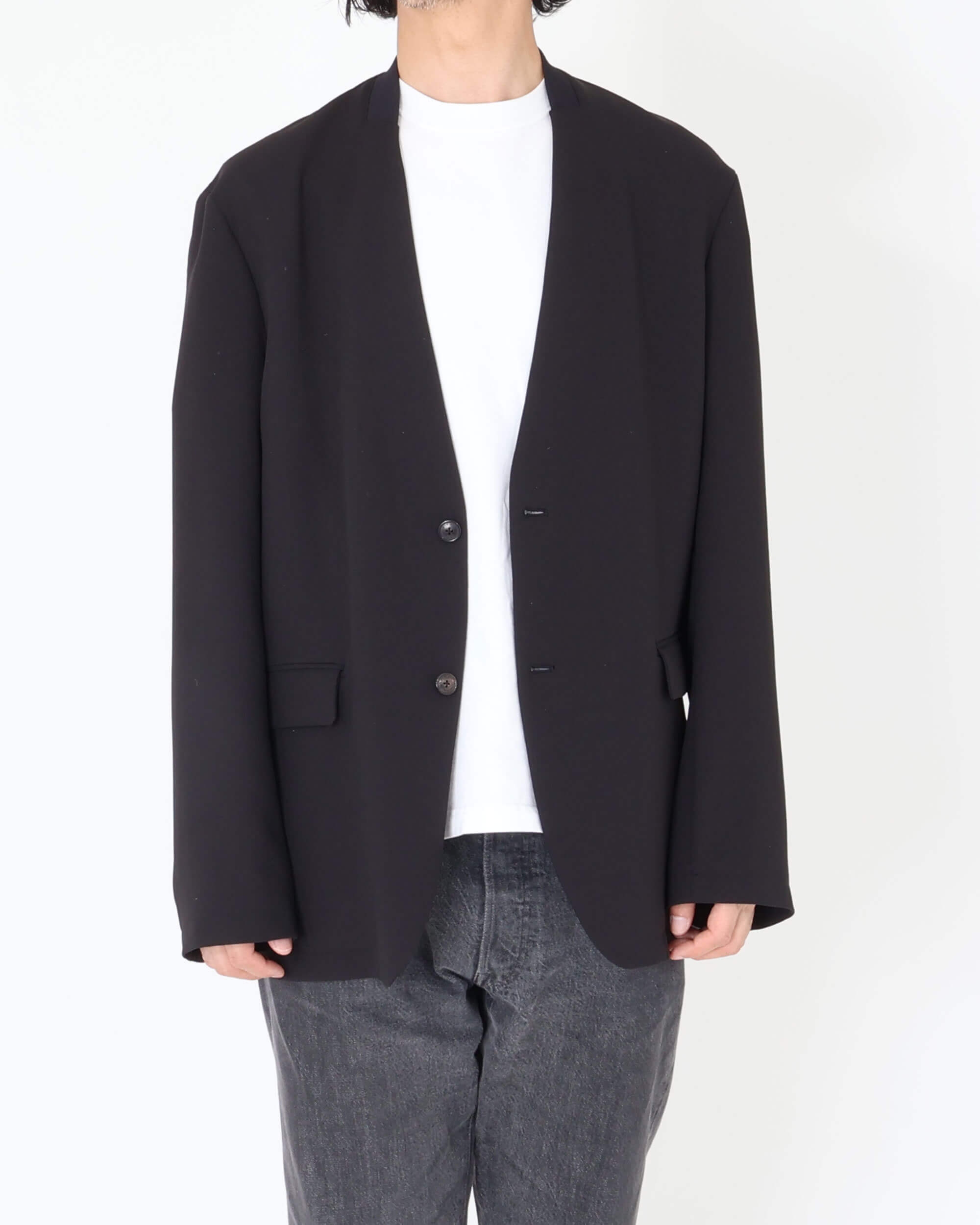 JA-IS-AS-0-004 Giacca sartoriale senza collo / Nero