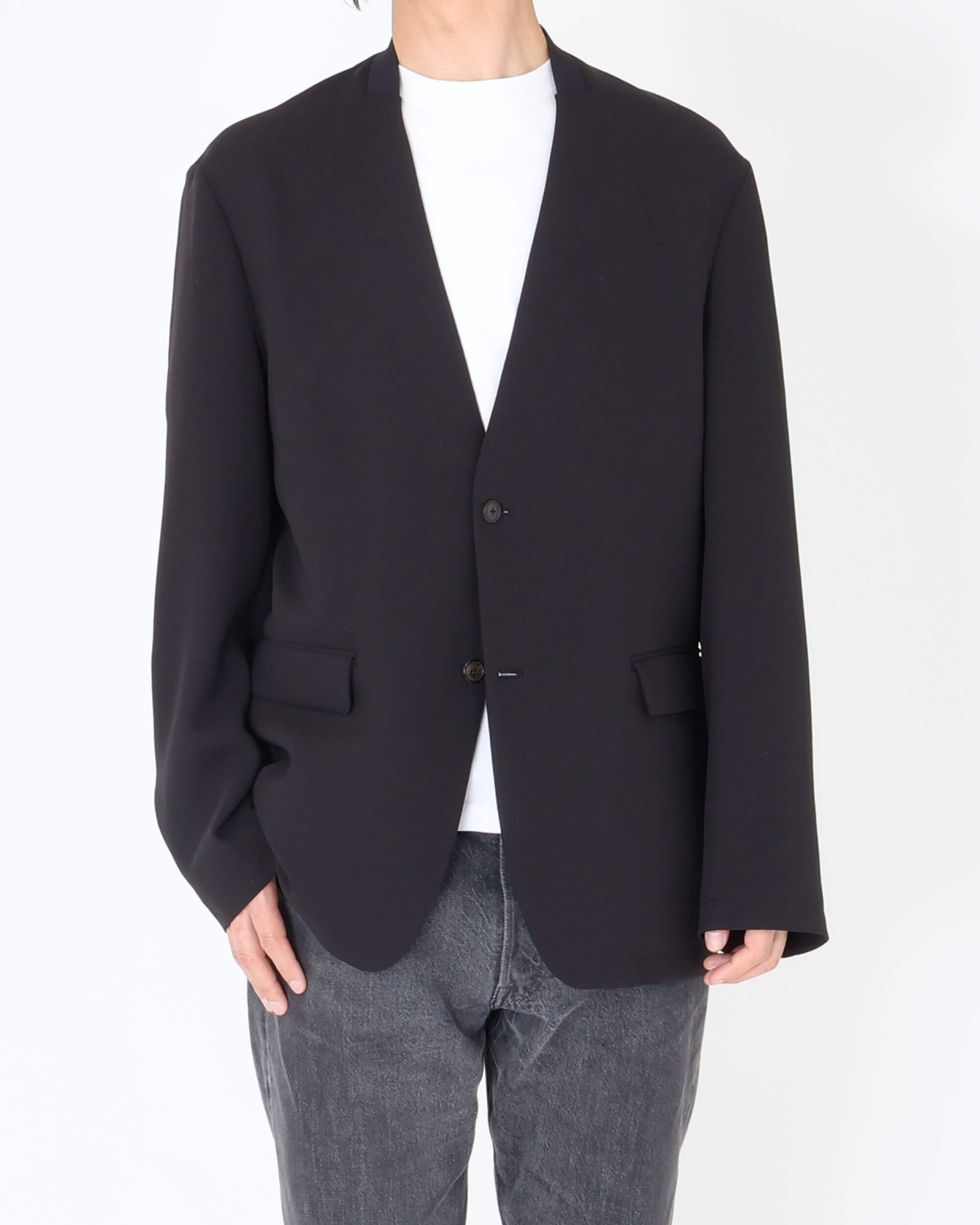 JA-IS-AS-0-004 Giacca sartoriale senza collo / Nero