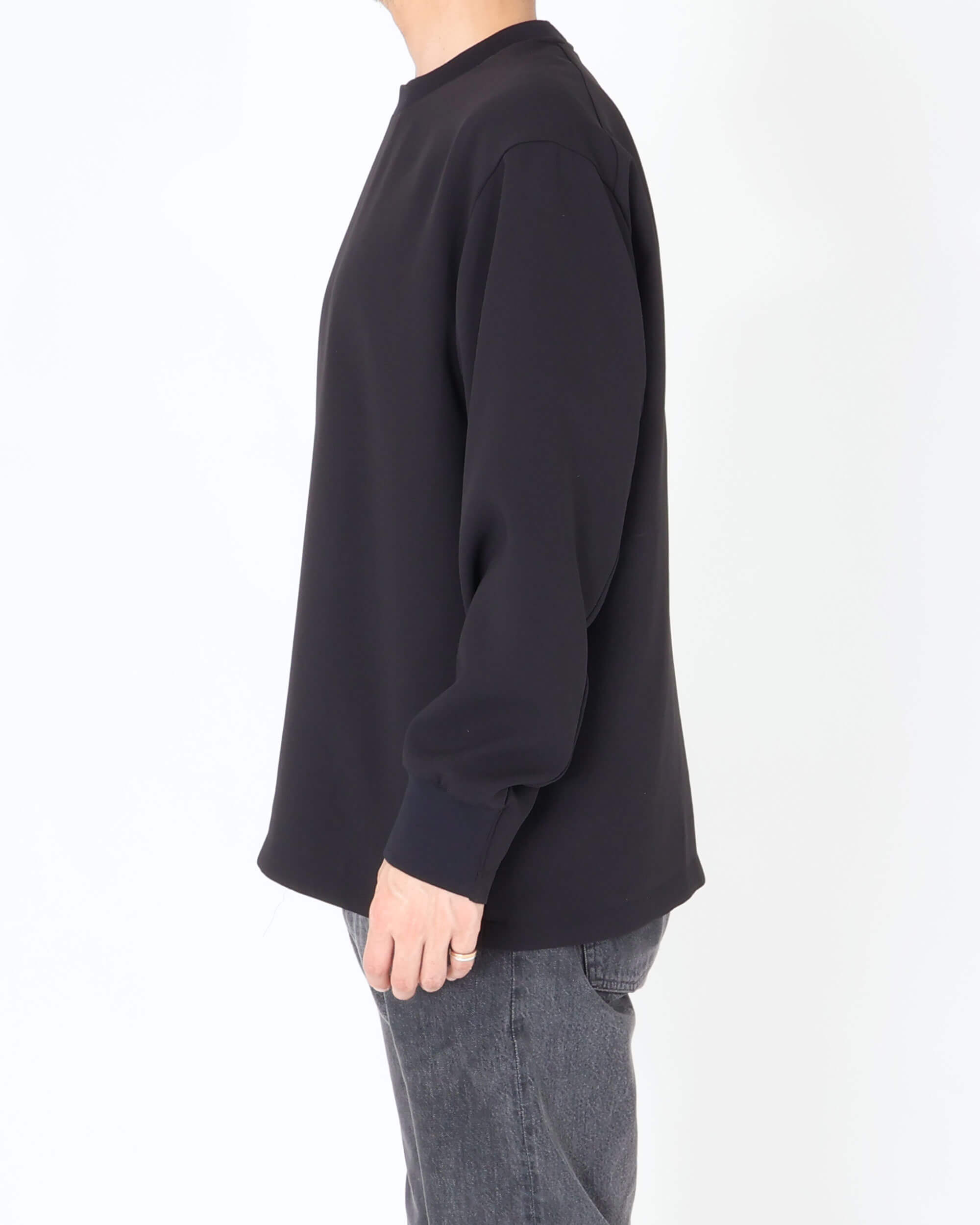 SH-IS-AS-0-009 スウェットライク ロングスリーブT-SHIRT / ブラック